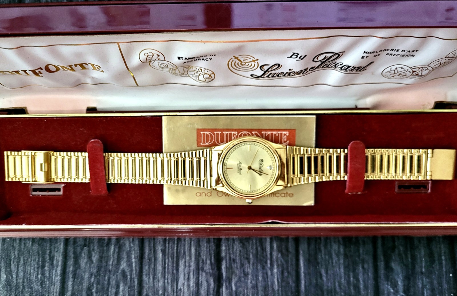 Vintage Rare Diamond Dial Dufonte Lucien Piccard Mens Watch