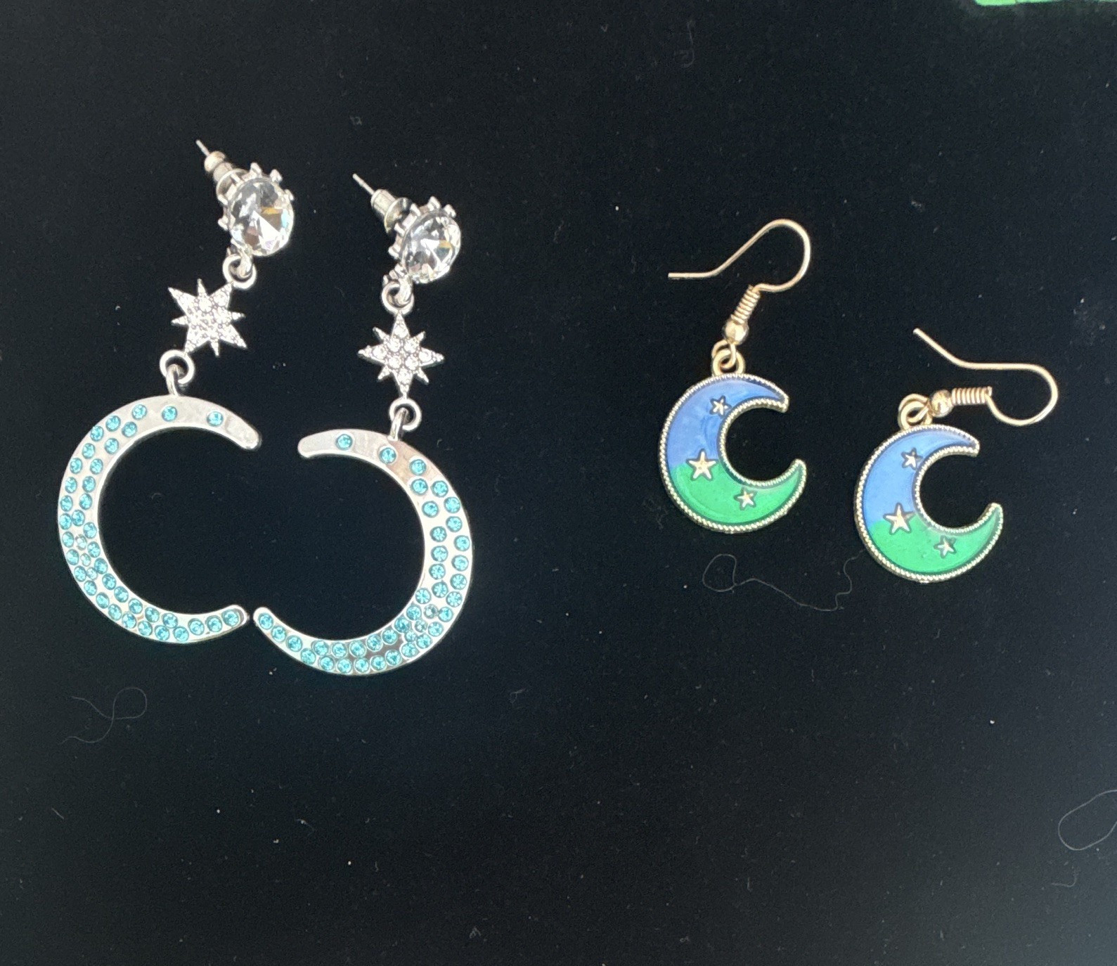 4pc Fashion Jewelry Mixed Lot Moon & Star Dangle Earrings Rhinestone Enamel