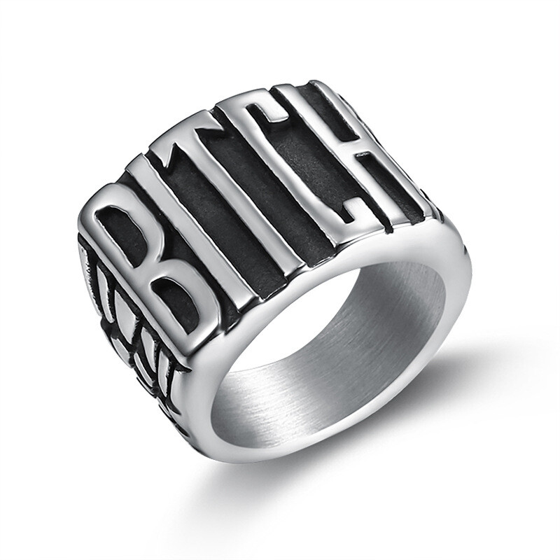 Punk Style BITCH Ring Stainless Steel Men Women Party Accessories Ring Biker New