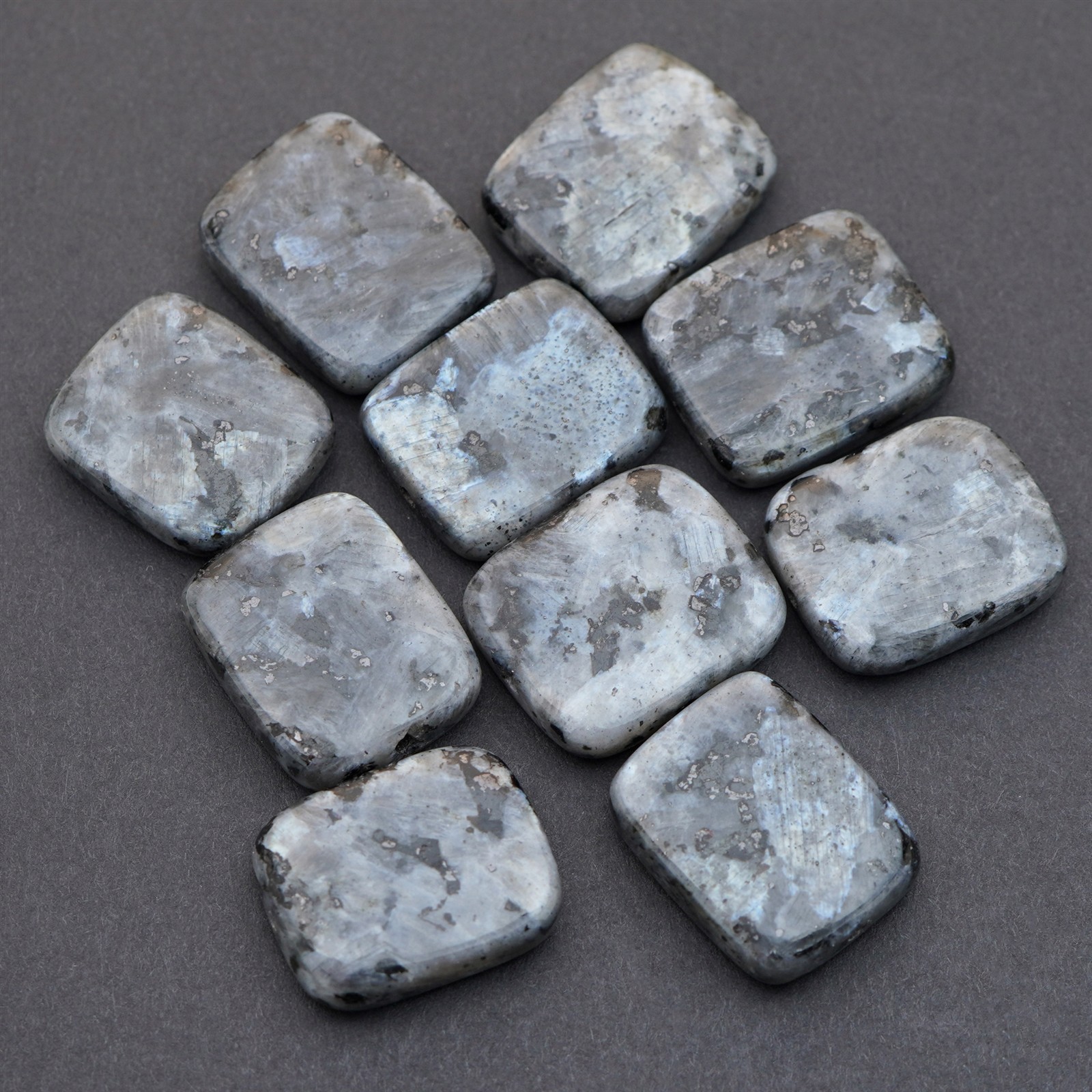 10 grey black flat rectangular Norwegian moonstone beads stone ranges 18mm 20mm