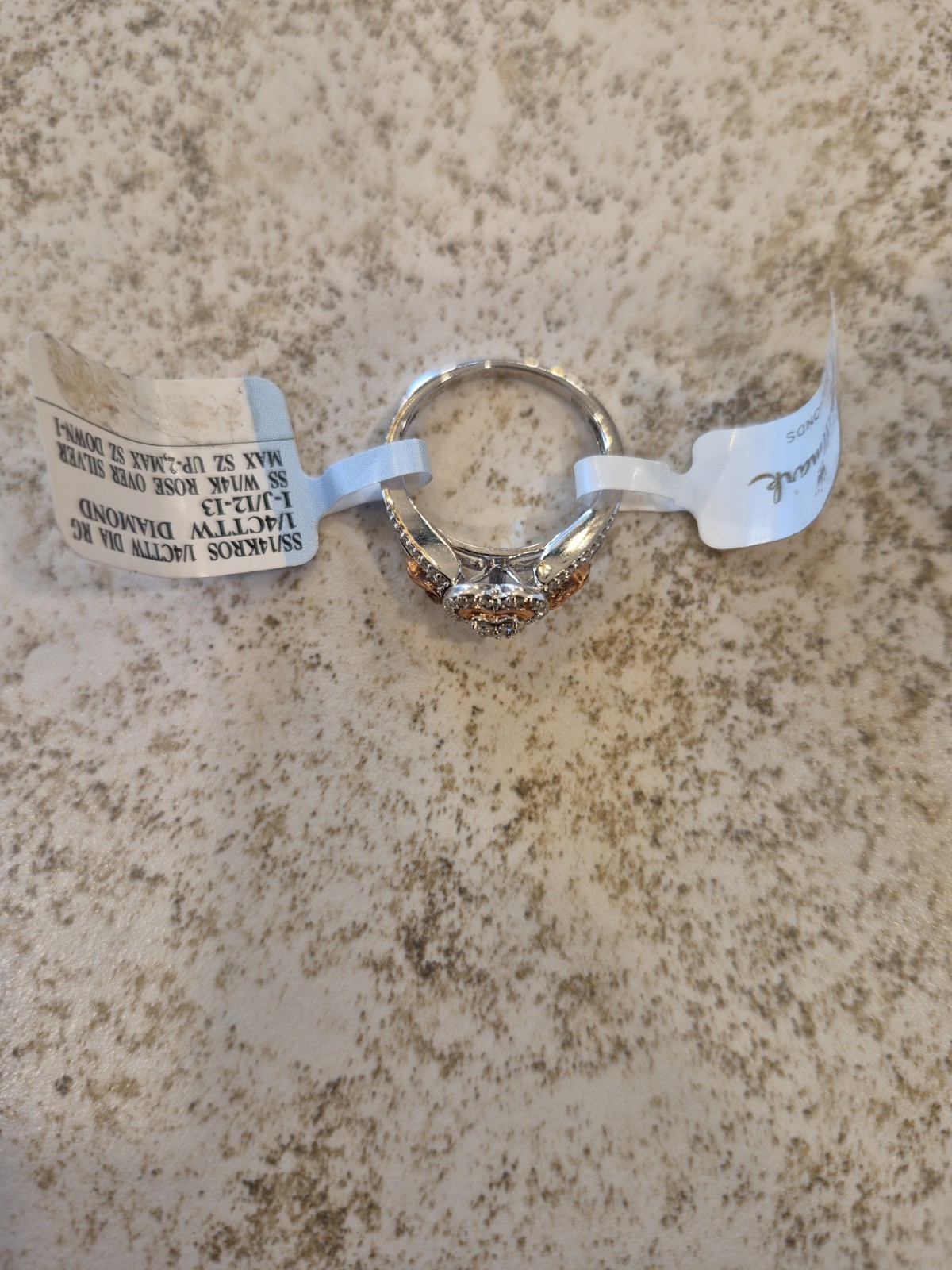 NEW WITH TAGS. Hallmark Size 6 Women’s Ring SS/14KROS Rose Over Silver