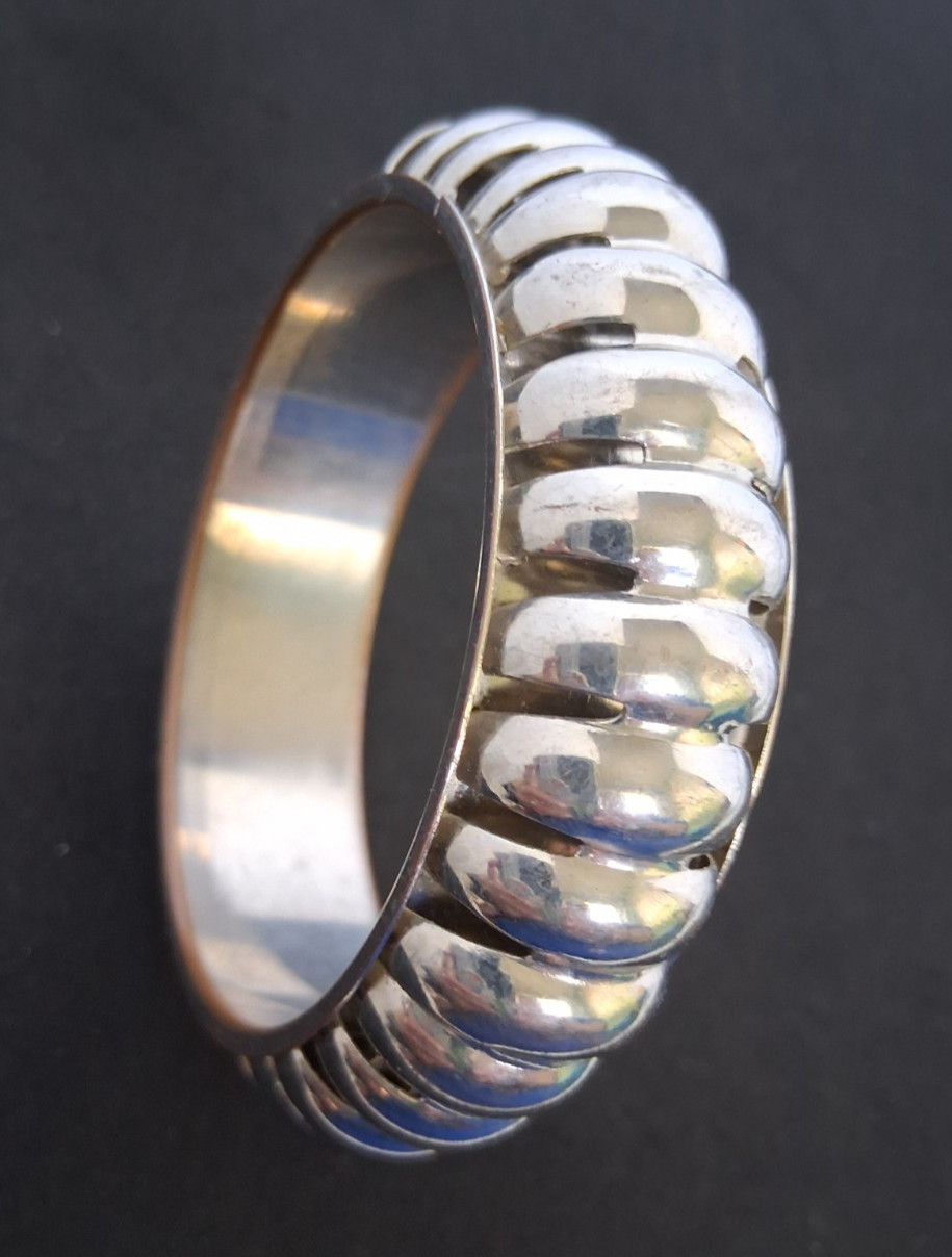Silvertone Bangle Bracelet 9.0 in 1 in. Wide