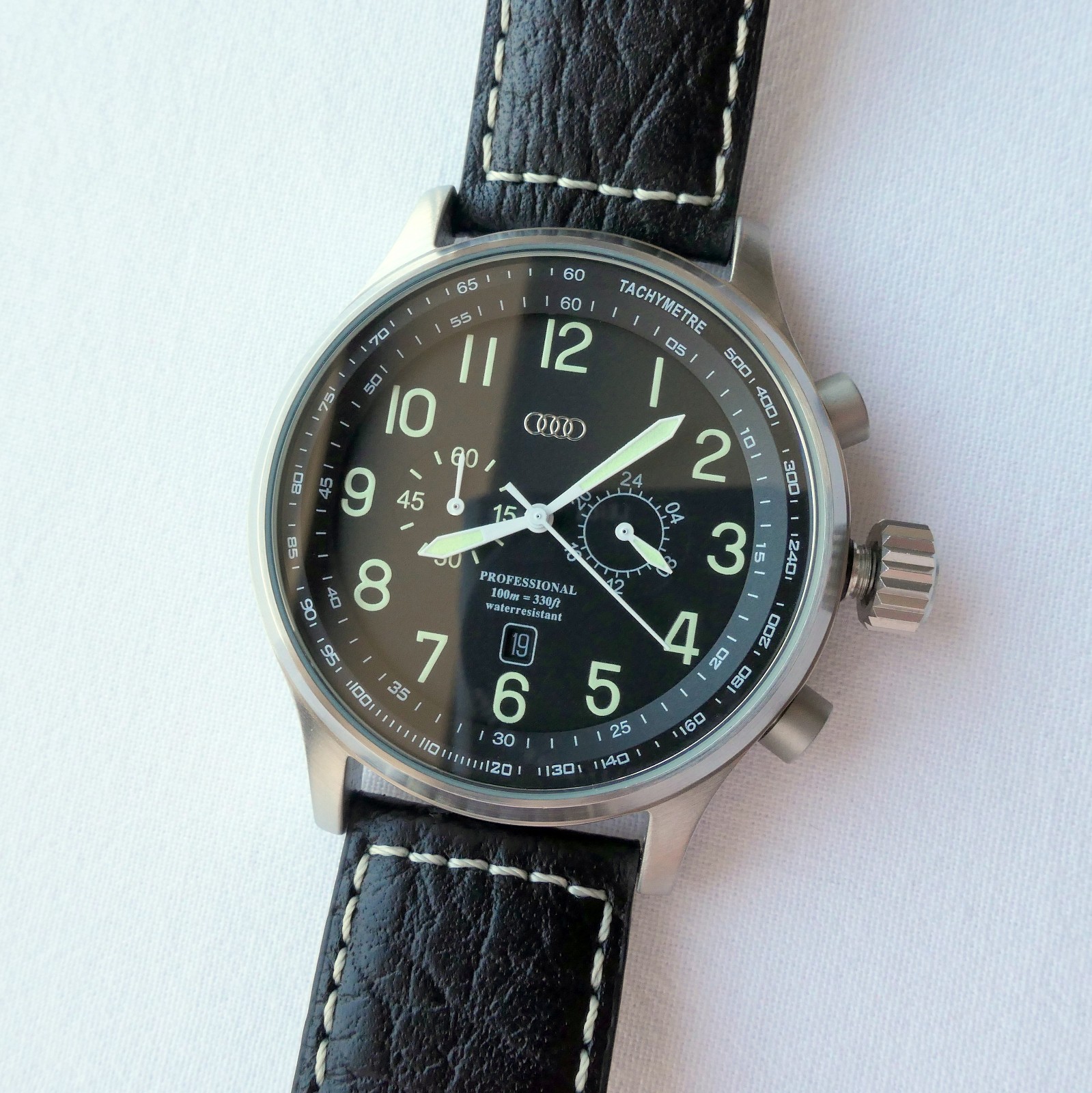 Audi RS S Motorsport Racing Pilot Car Accessory Driver Sport Chronograph Watch