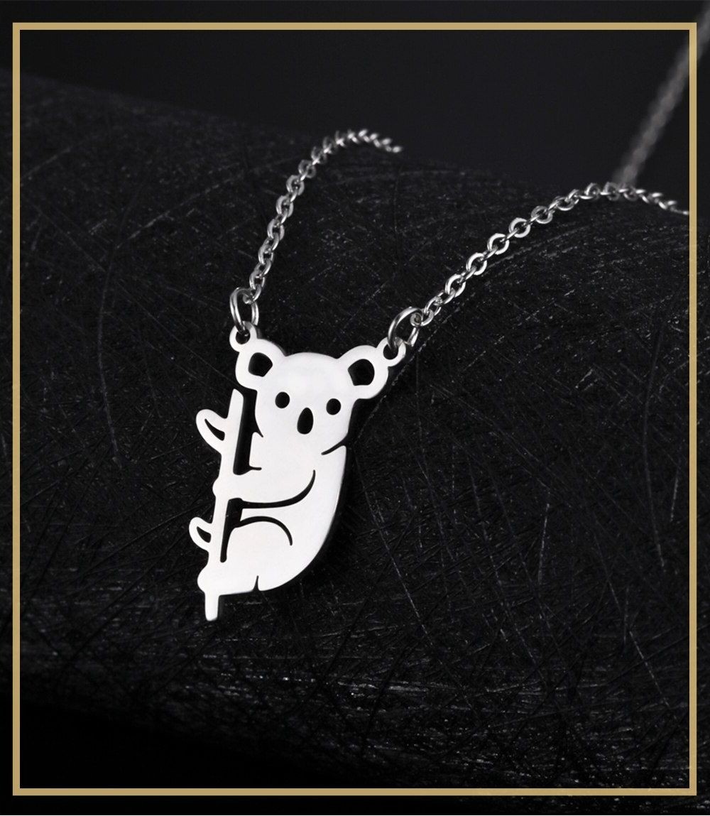 Stainless Steel Cute Koala Pendant Silver – 45 + 5cm Chain