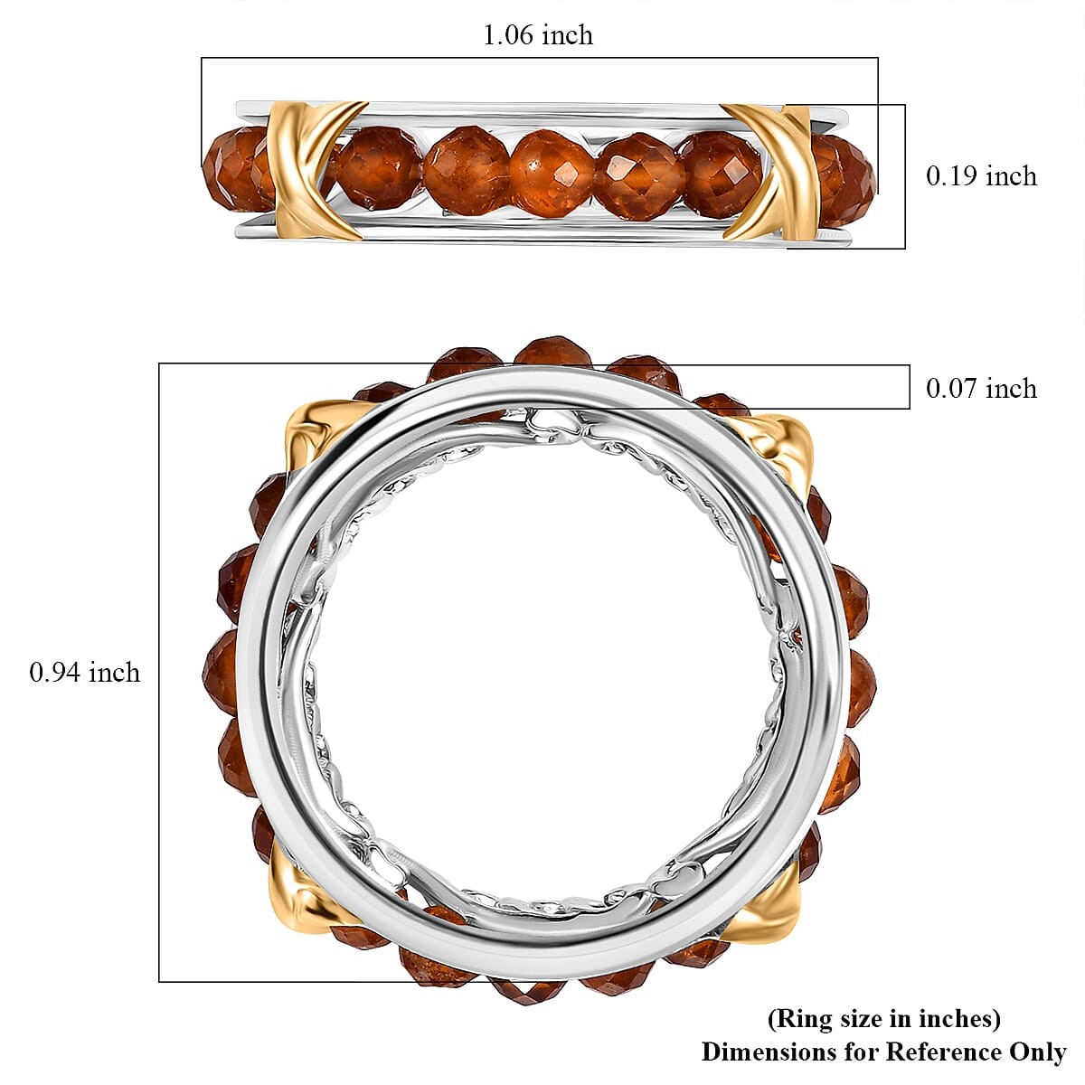 10.00ctw Premium Ceylon Hessonite Criss Cross Ring Platinum Bond Size 7