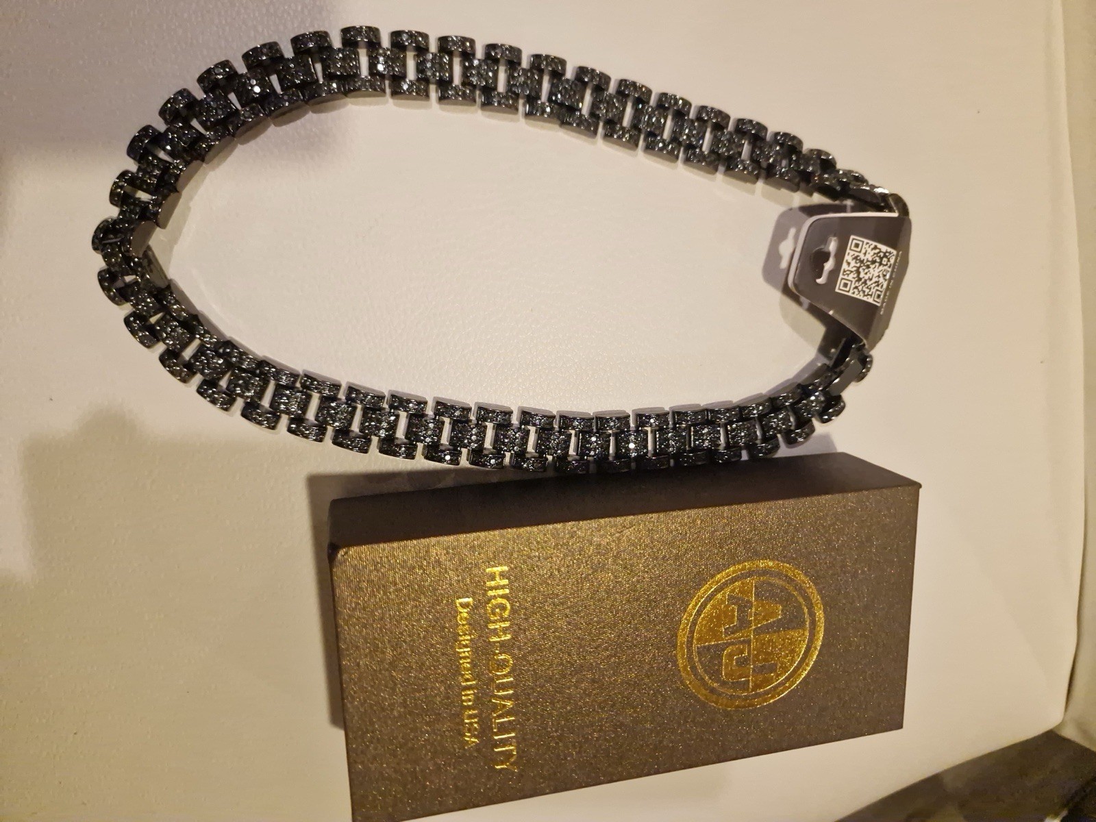 Black Chain Link Bracelet, No Stone, Metal Unknown, Metal Purity Unknown
