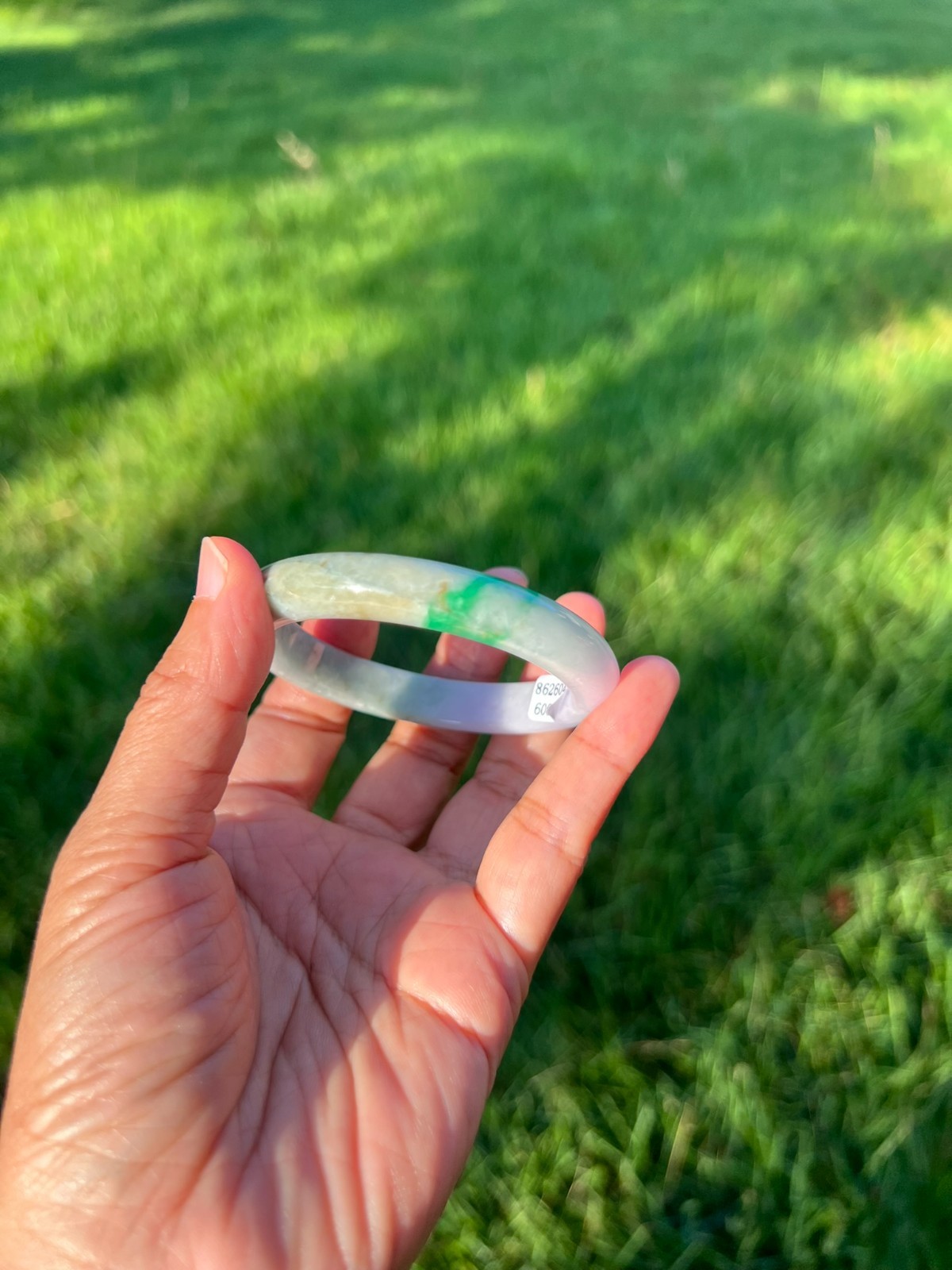 Lavender Green 100% Natural Grade A Jadeite Jade Bangle Bracelet 54mm H173