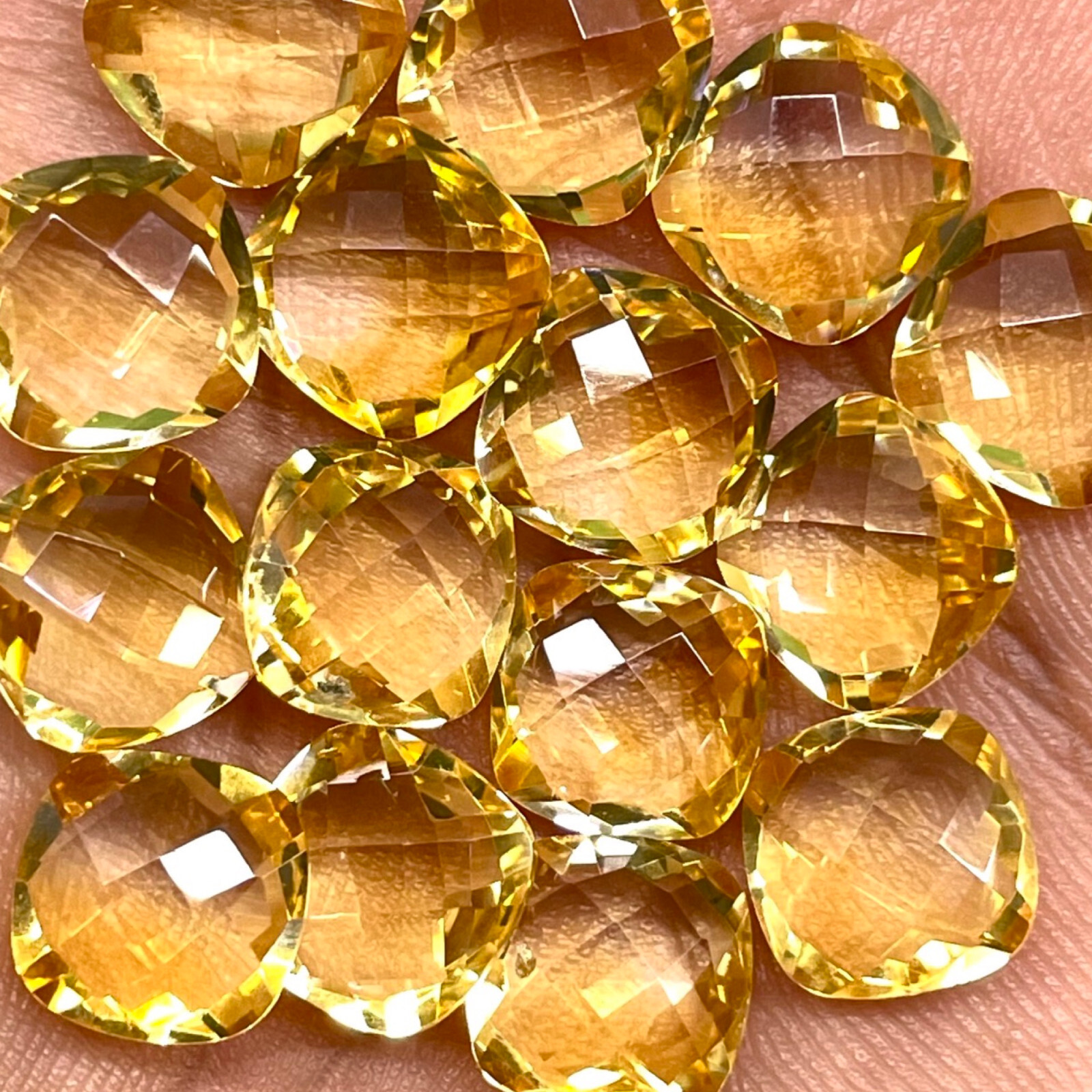 VVS 7 Pcs Natural Citrine 10mm Cushion Checker Cut Loose Gemstones Lot
