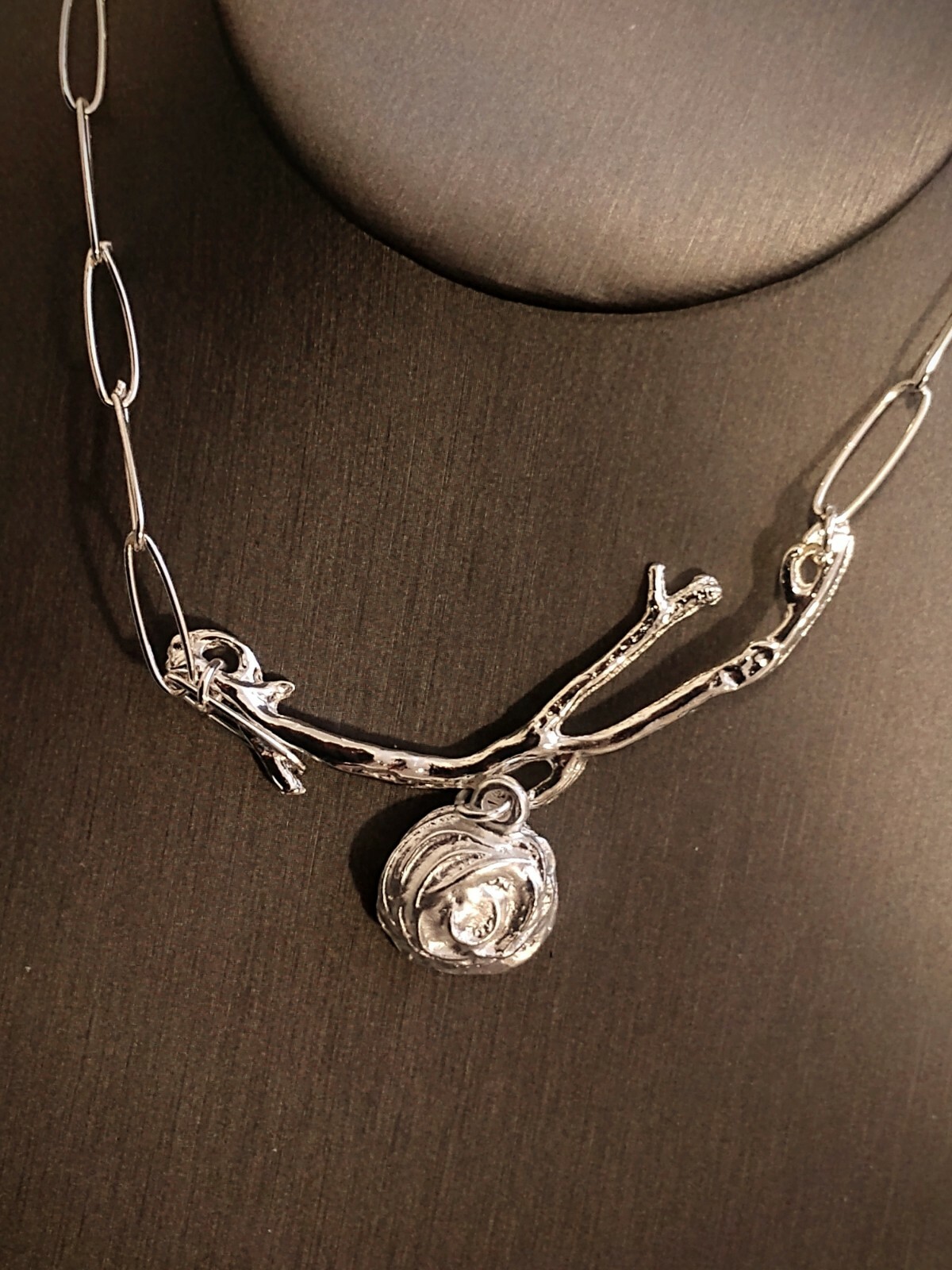 Elegant 1 Pearl Necklace Silver Tone~ Bird Nest Branch~Wishnest by Alise Sheehan