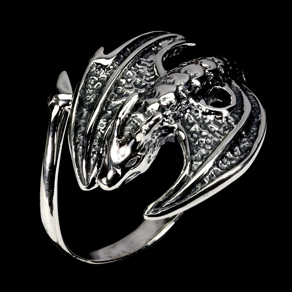 925 Sterling Silver Ring Dragon 18x18mm Jewelry Size 7