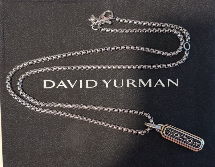 David Yurman men Honor Amulet in Sterling Silver with 14K Yellow Gold, 27MM 22″