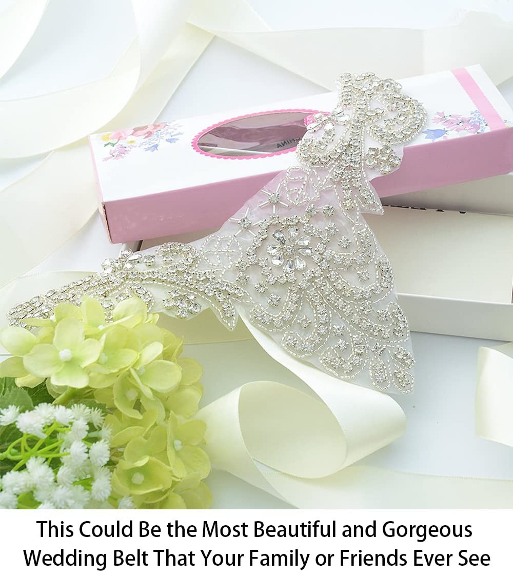 Diamante Sweet Heart Rhinestone Bridal Sash Applique, Pearl Beaded Wedding Ap…