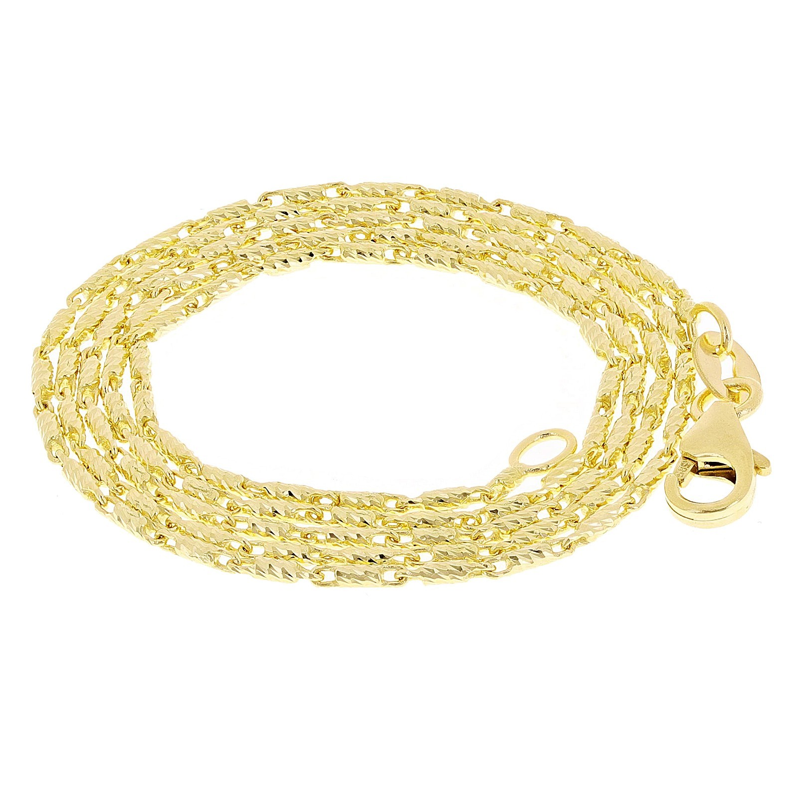 Italian 14k Yellow Gold Solid Diamond Cut Raso Chain Necklace 16″ 1.1mm 4 grams