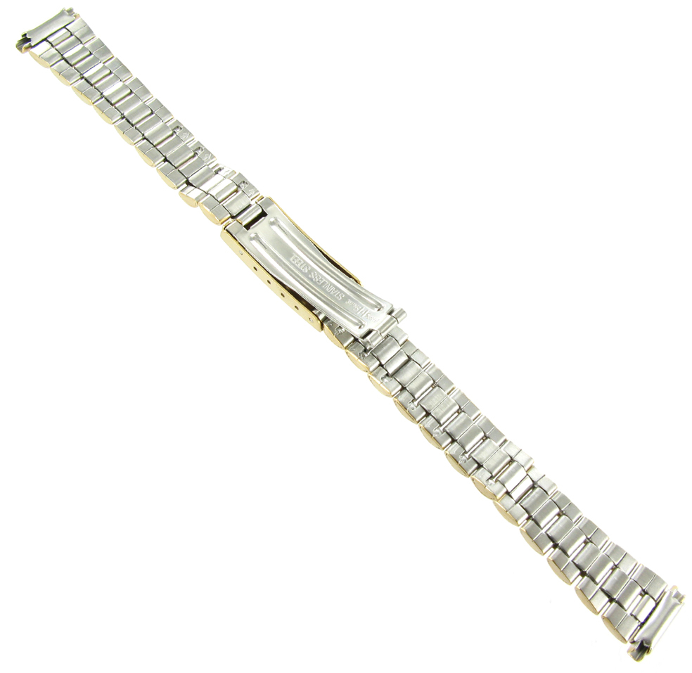 11-14mm Speidel Gold Tone Stainless Steel Deployment Buckle Watch Band 3018