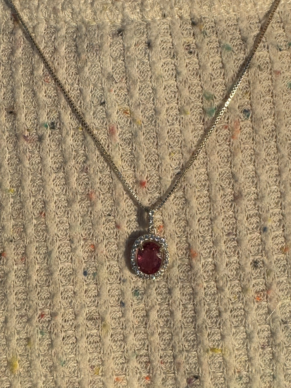 Rich Purple Pink RUBELLITE PENDANT NECKLACE. 0.925 Silver, 1.67 Carat Oval. SI