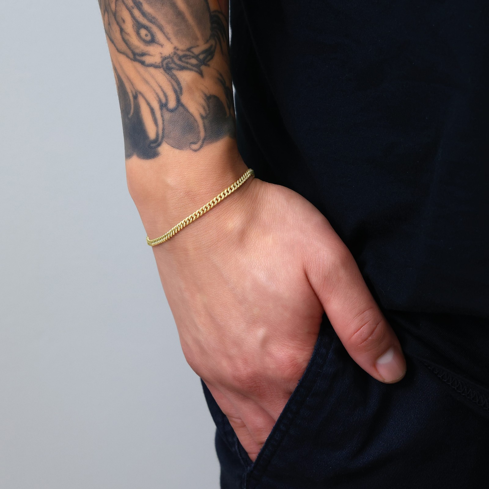 14K Yellow Gold 3mm Miami Cuban Link Chain Bracelet Men Women 7″ 7.5″ 8″ 8.5″ 9″