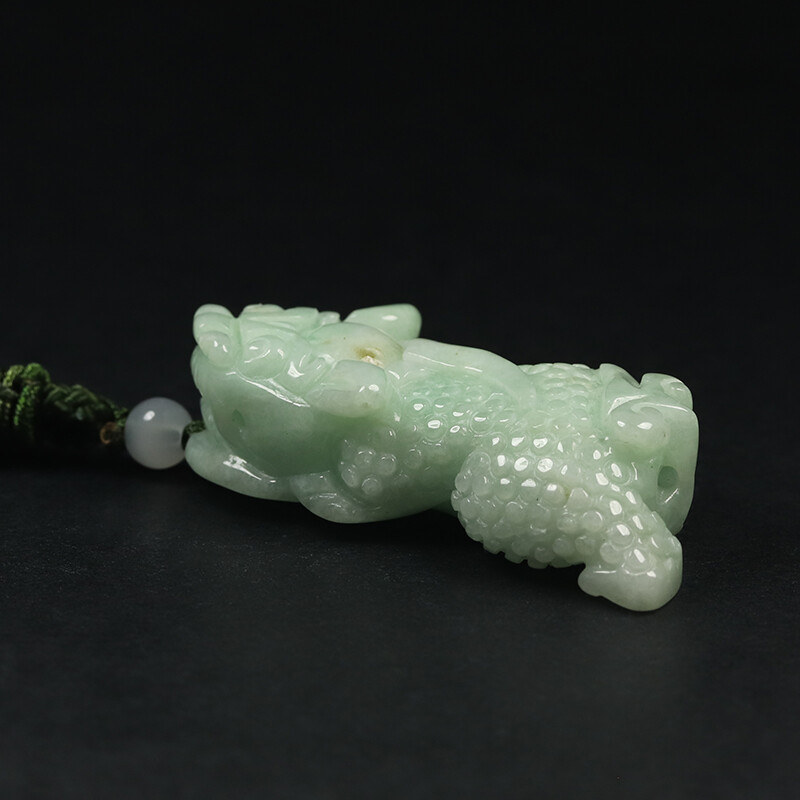 Certified Grade A 100% Natural Green Jadeite Jade Pendant Handmade Pixiu CF76907