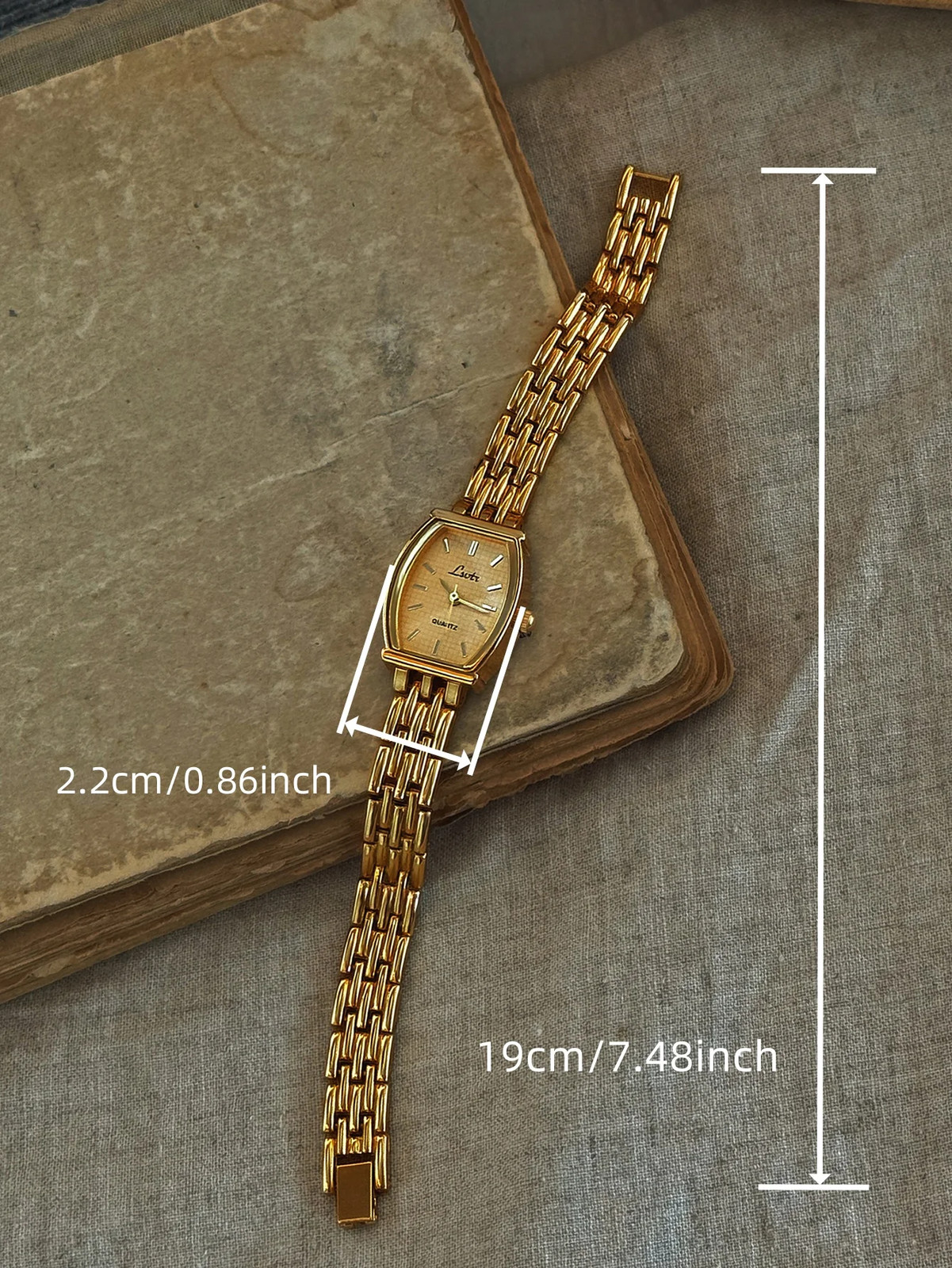 1Pc New French Retro Gold Small Dial Ladies Watch, Fashionable and Simple