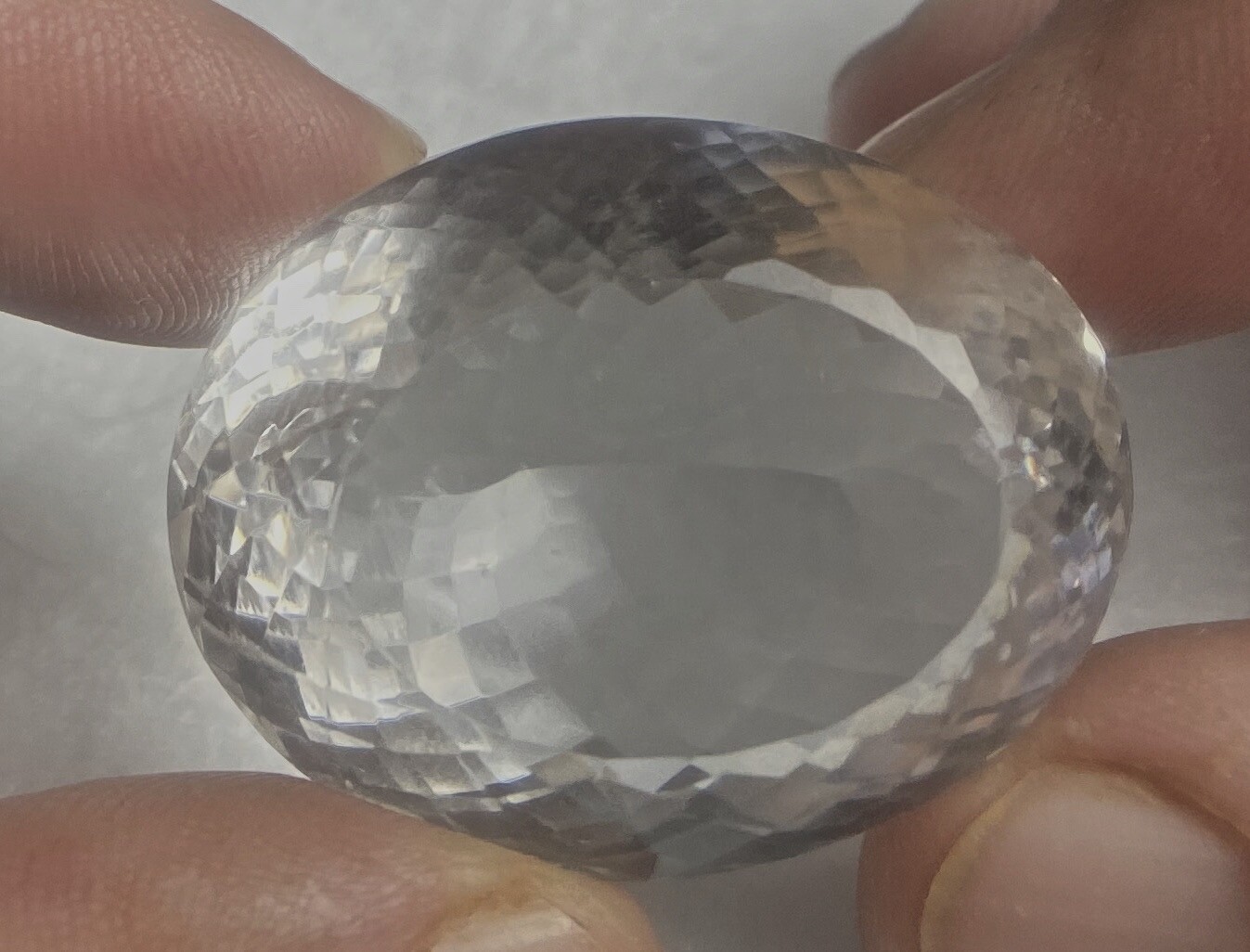 Silver Quartz Huge Clear Gem Portuguese Cut 26.4 Grams 132 Carats
