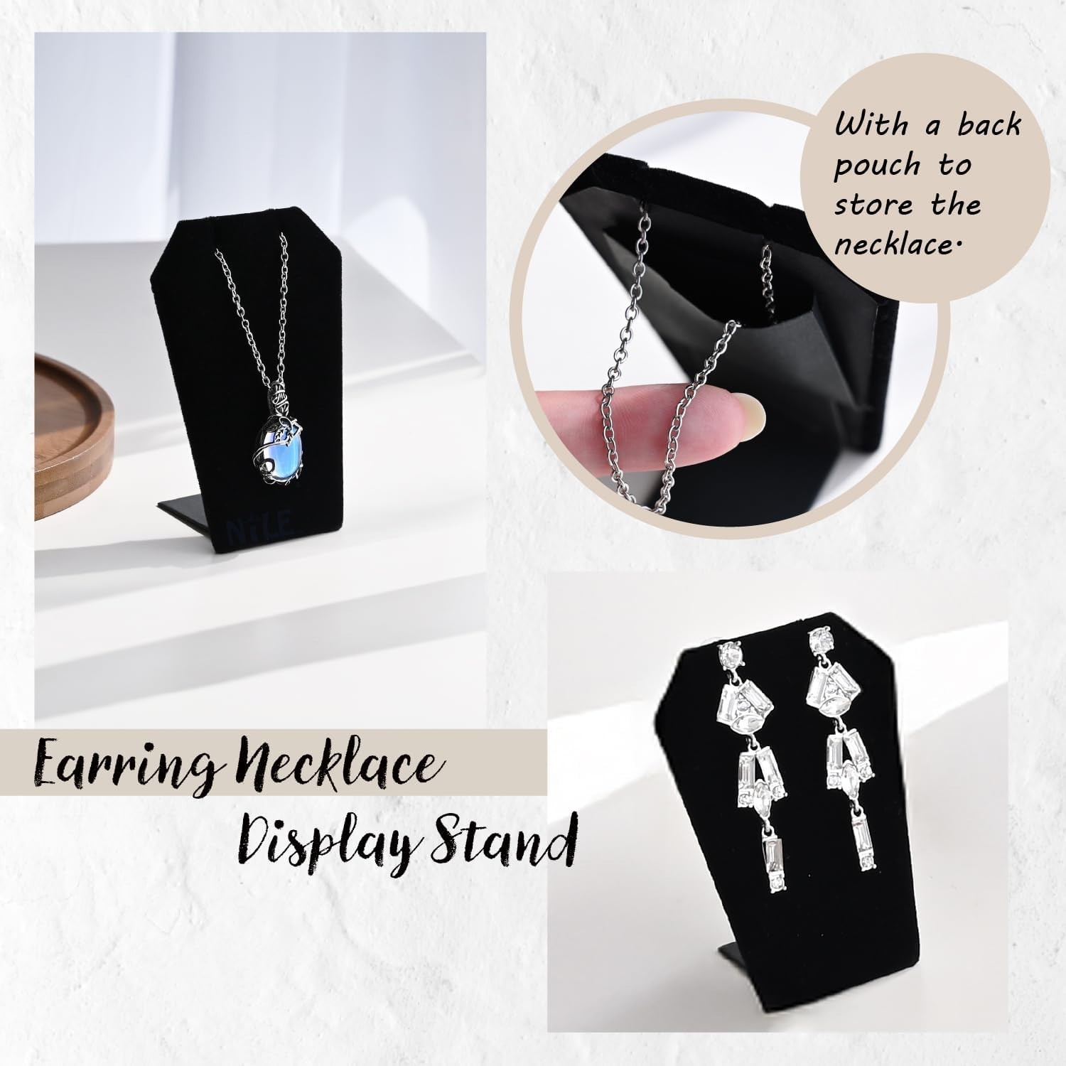 Multi-Functional Jewelry Display Set – 9 Pieces of Black Velvet Elegance
