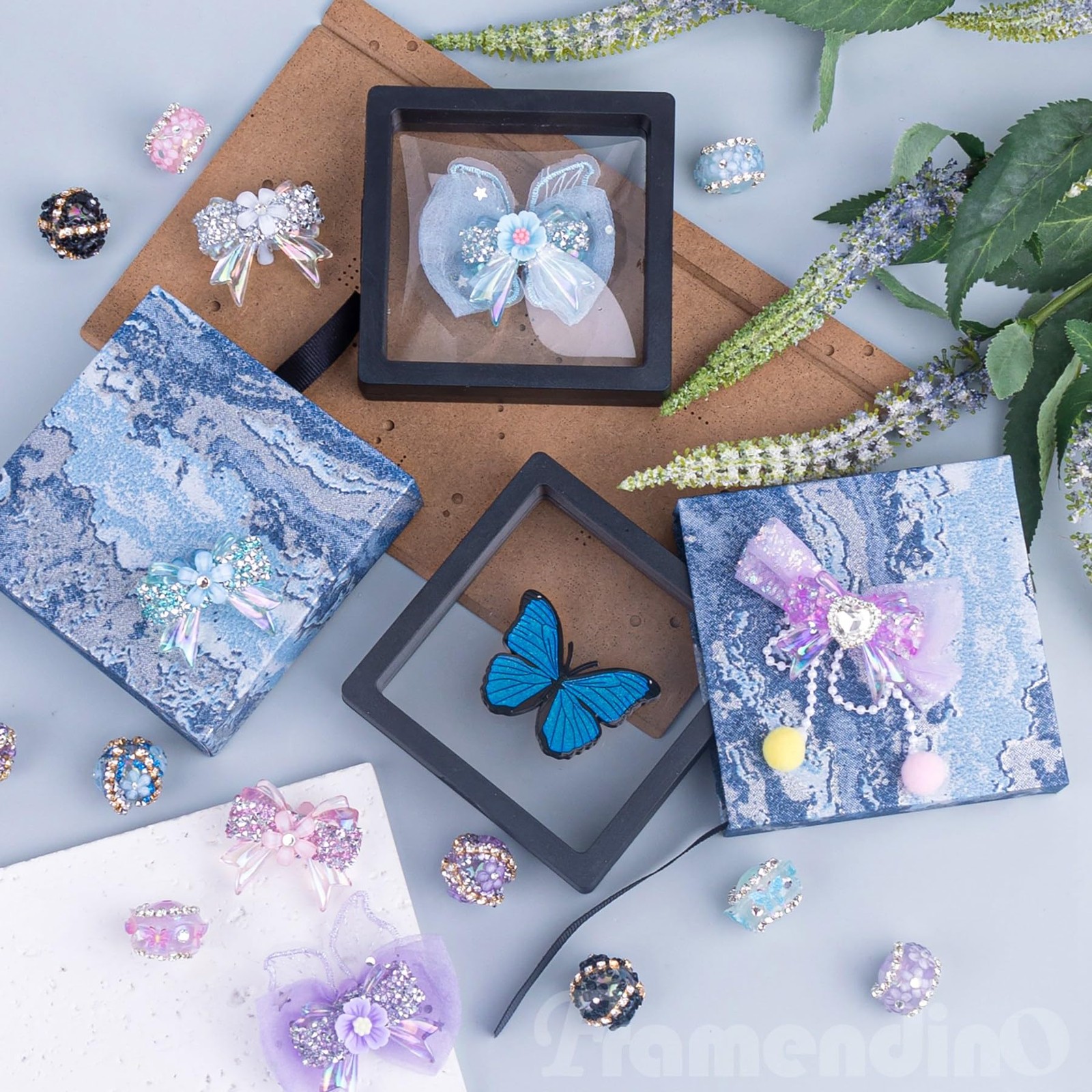 , 10 Pack 3D Floating Frame Display Case 3.5×3.5×0.8 PullOut PE Jewelry Box C…