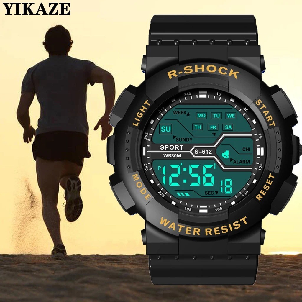 Men’s Digital Sports Watch LED Waterproof Shock Resistant Large Screen Wrist