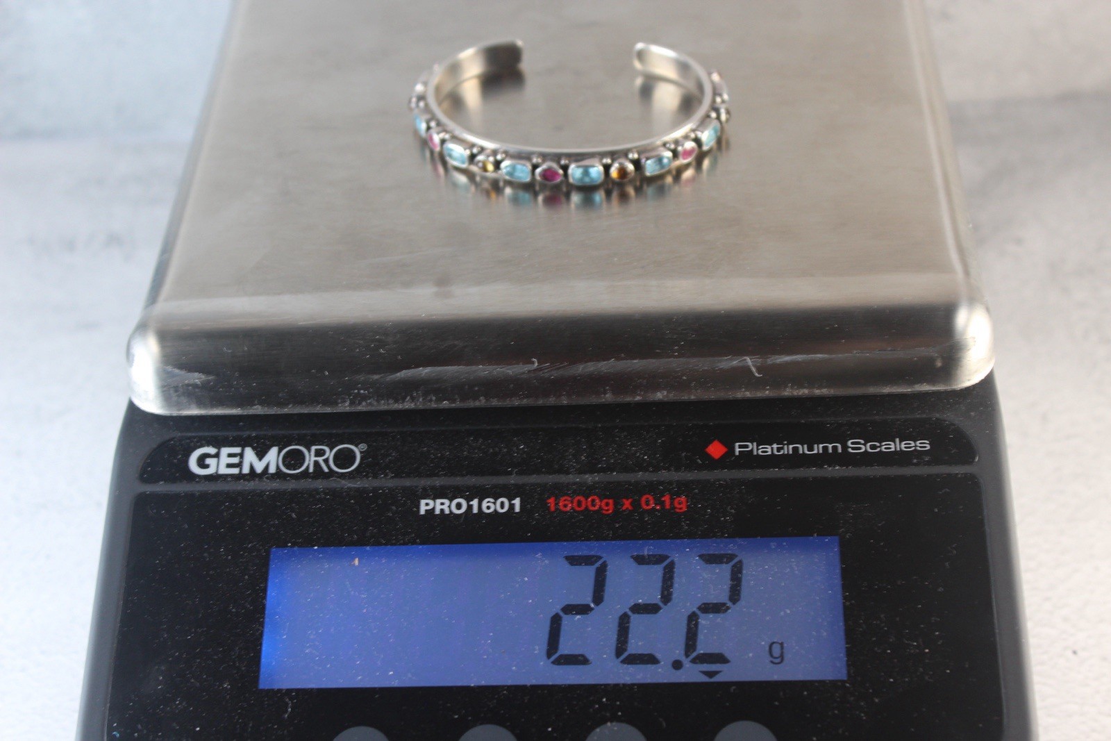 Vintage South Western Multi Stone Cuff Bracelet in Sterling Silver