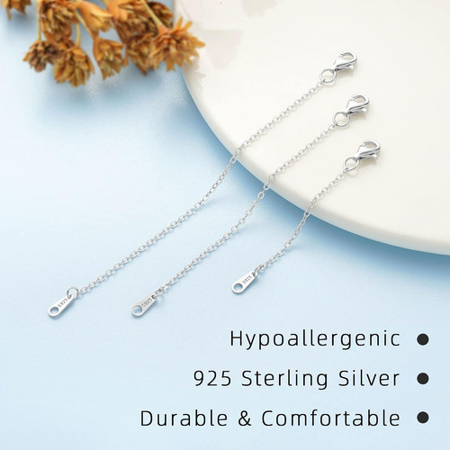 VANBARIS Sterling Silver Necklace Extenders for Women 2 3 4 inch,