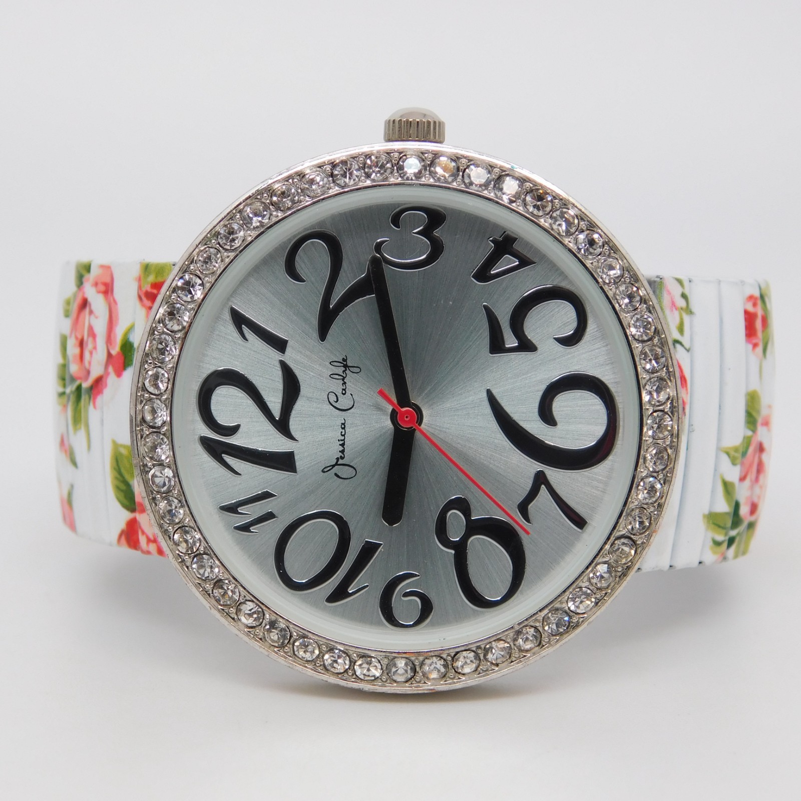 Jessica Carlyle 6738 Flower Print Quartz Women’s Watch Sz. 6 1/4″ New Battery