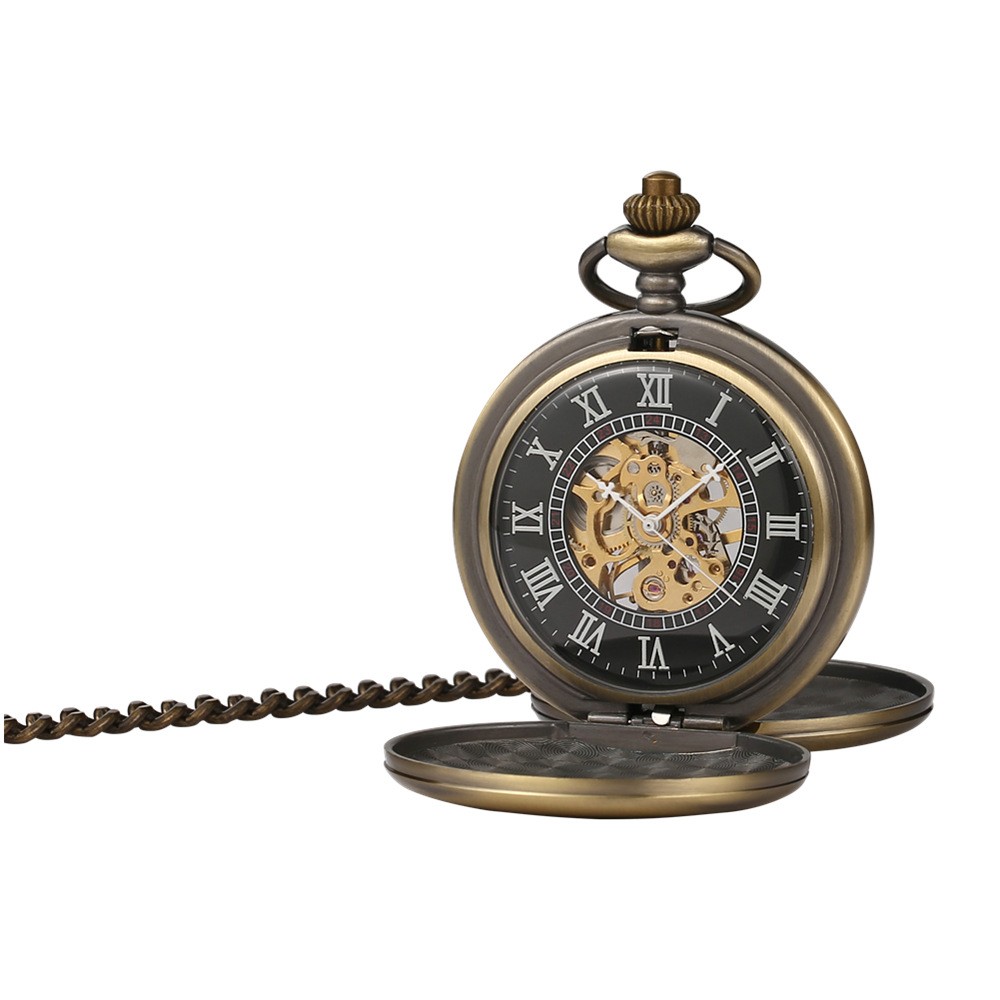 Portable Zinc Alloy Mechanical Vintage Pocket Watch Ideal Gift Men Christmas