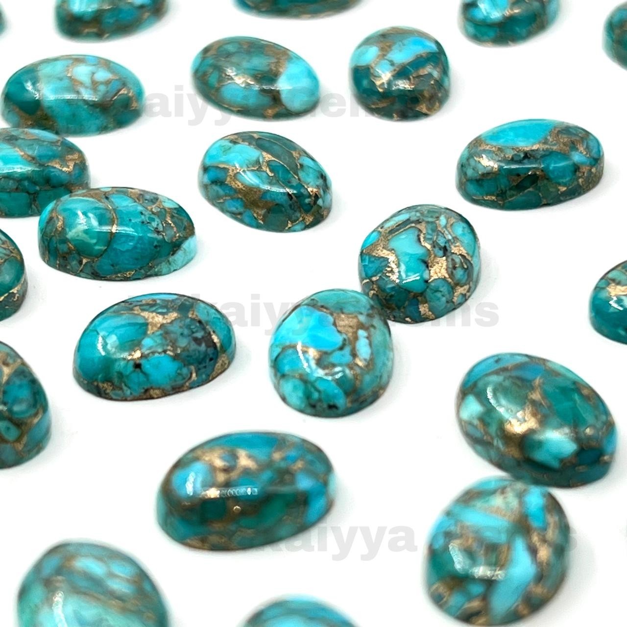 [WHOLESALE] BLUE COPPER TURQUOISE CABOCHON OVAL SHAPE LOOSE GEMSTONE