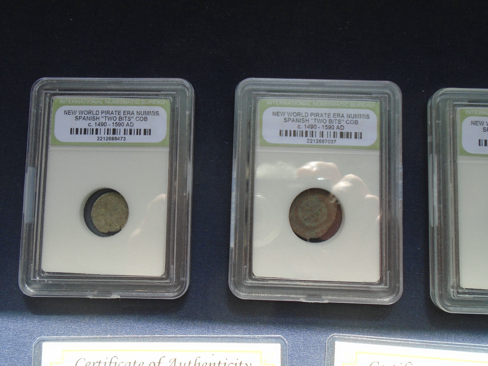 ☆ 3 PC.LOT-CERTIFIED PIRATE COIN – GOLD AND SILVER BAR CARDS-ESTATE SALE☆