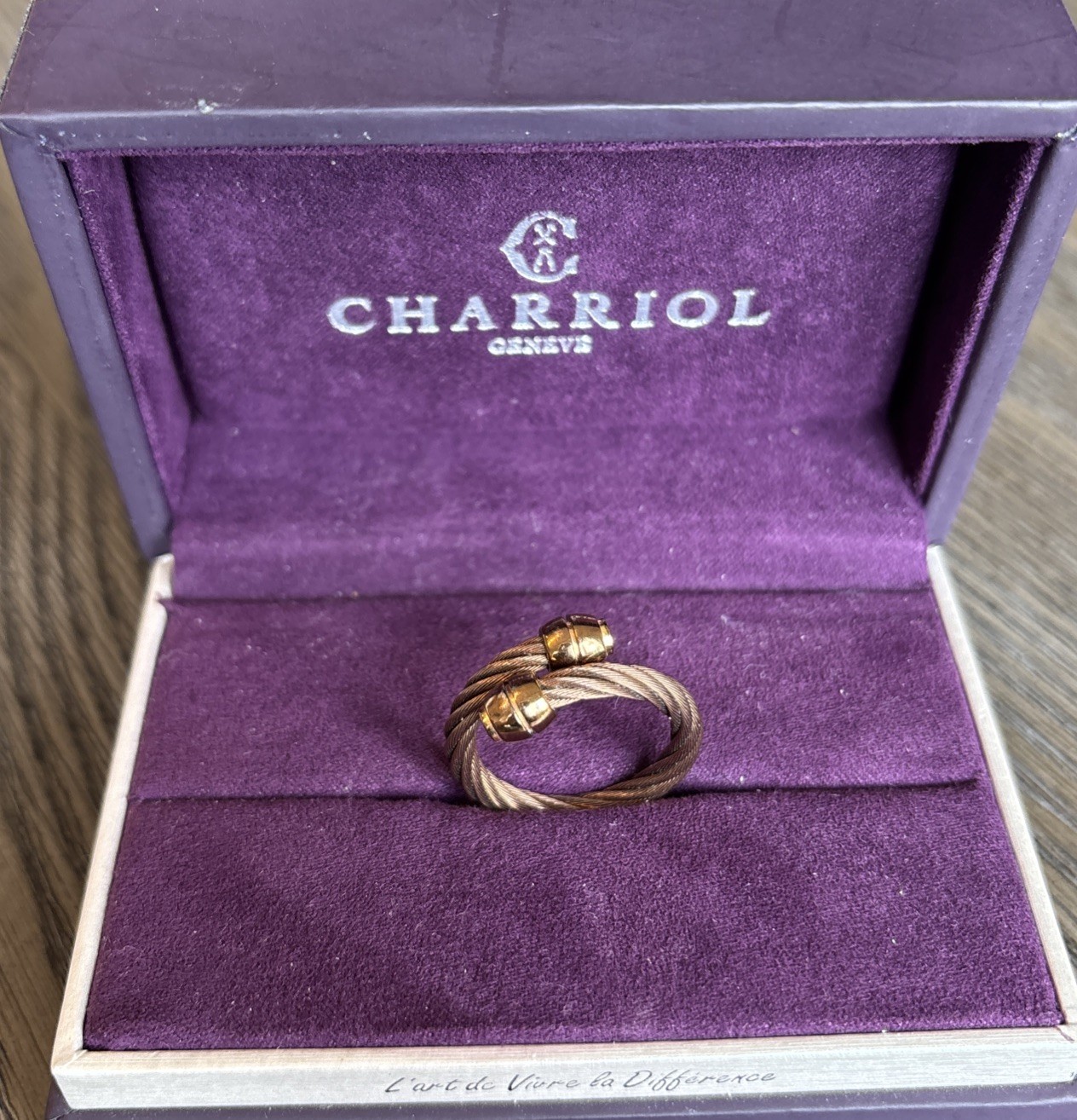 Philippe Charriol Celtic rose gold/bronze Cable ring size 9 adjustable Unisex