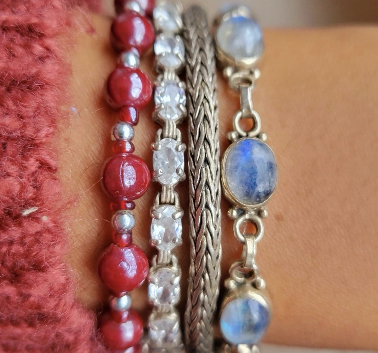 Authentic vintage Zanana burgundy bracelets silver plated