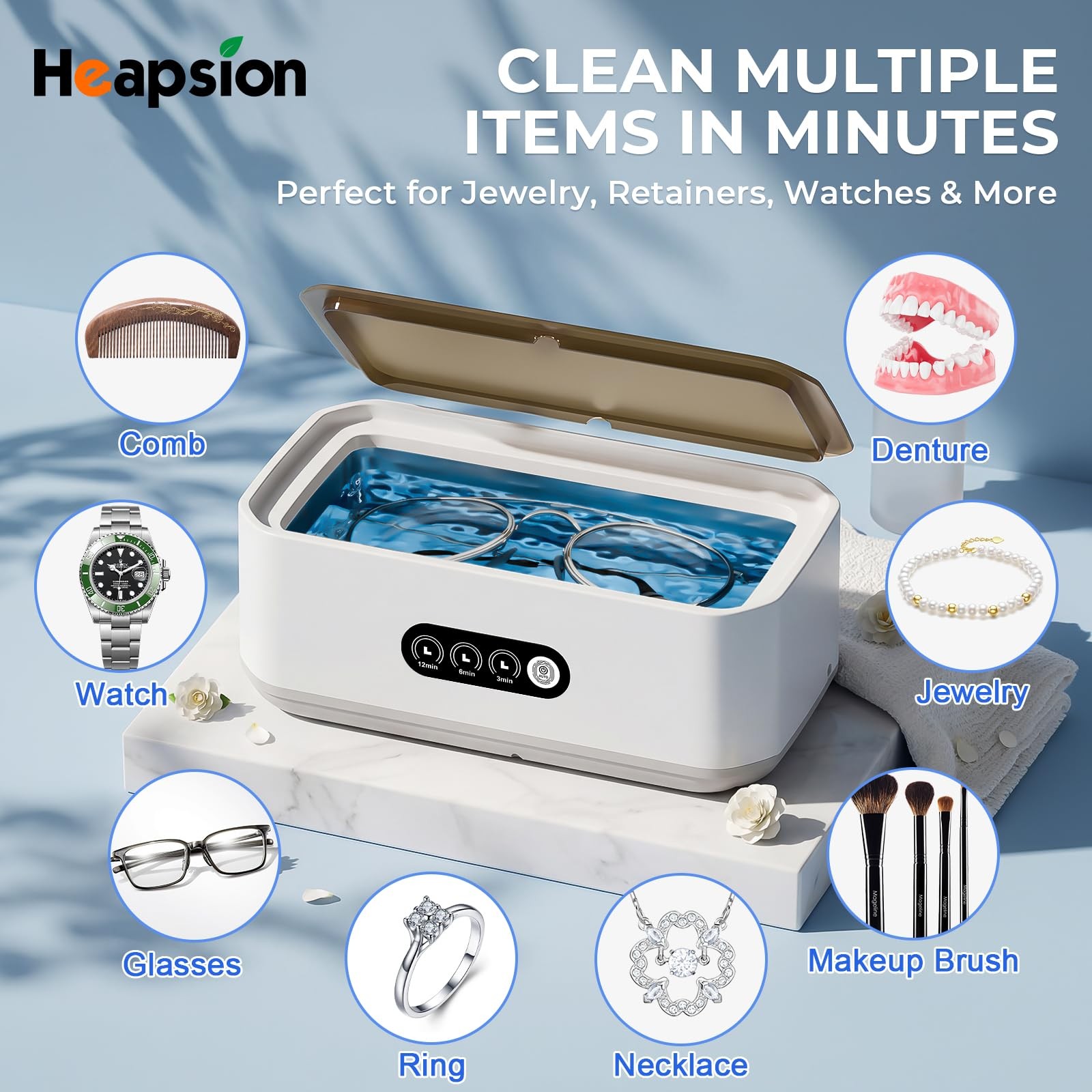 Ultrasonic Cleaner, 49KHz Professional Ultrasonic Cleaning Machine, 650ml Tan…