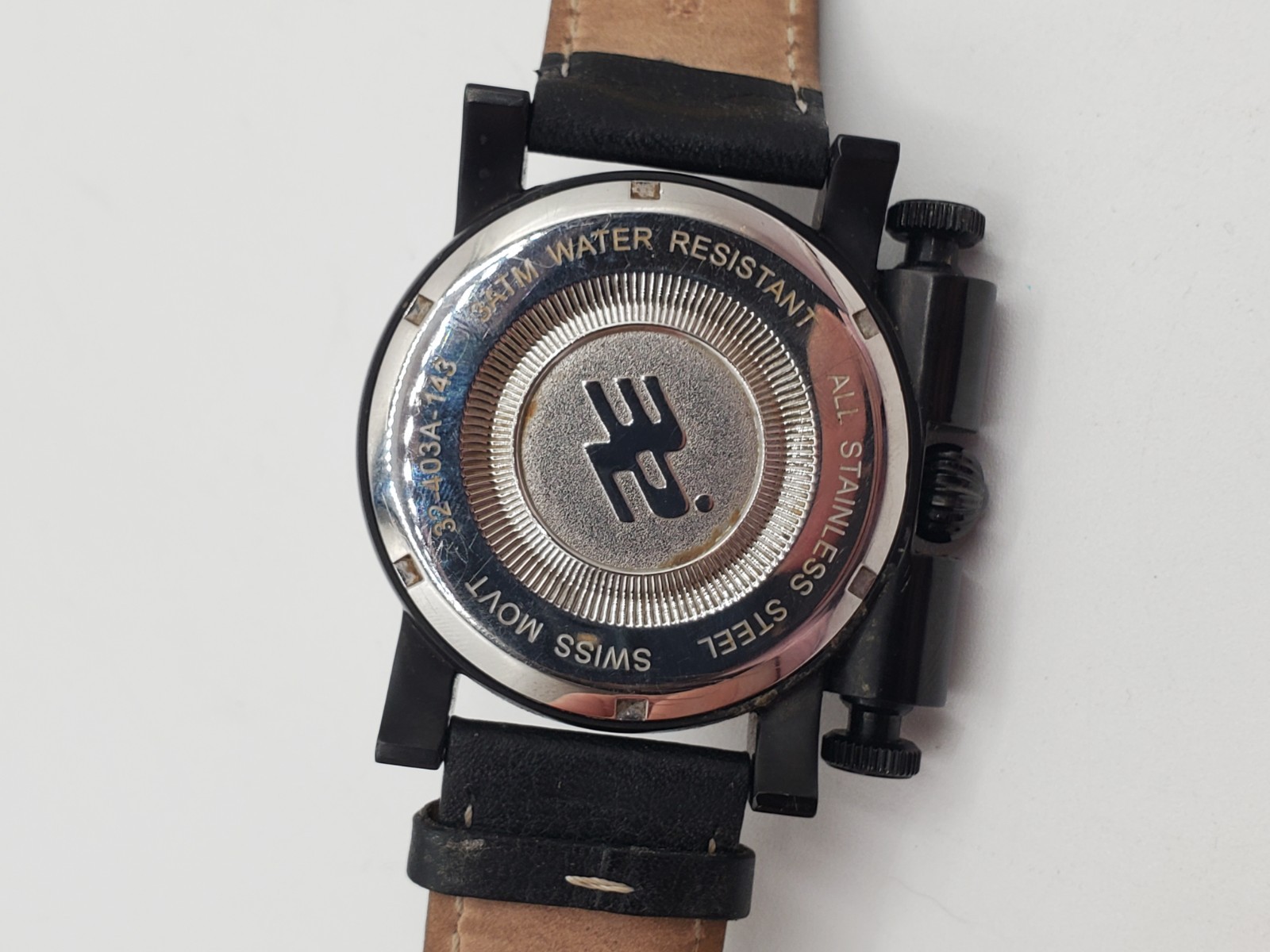 32 Degrees Black Orange Dial Stainless Steel Mens Watch