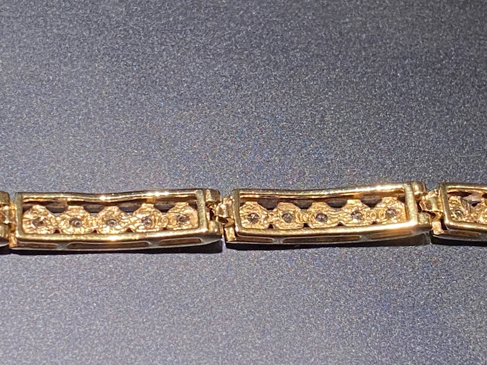 10k Yellow Gold & Diamond Station Link Bracelet Prong Set 4.5mm 7.5″ 8.45g