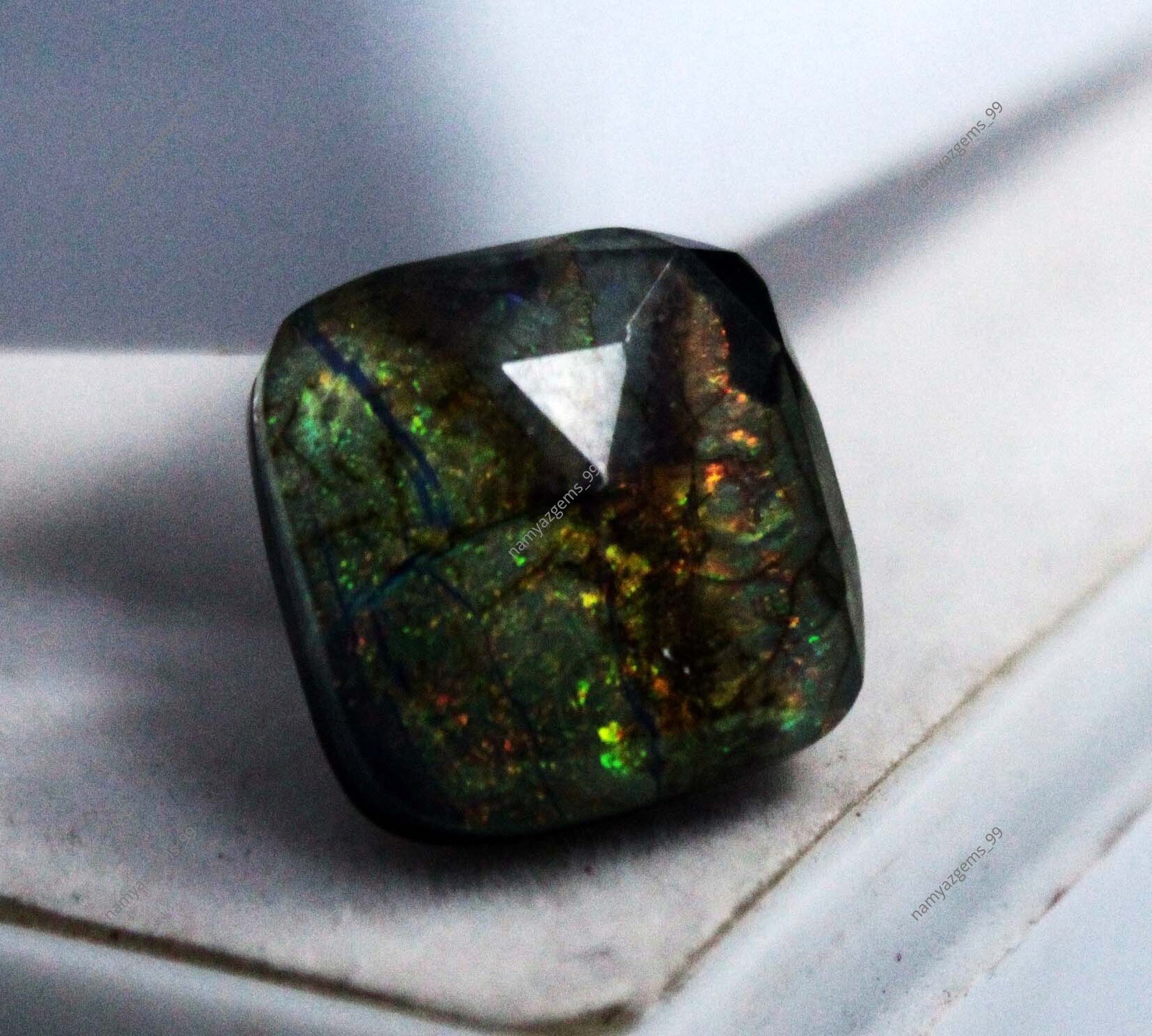 11 Ct Natural Monarch Fire Opal Doublet Cushion Cut Loose Gemstone Certified