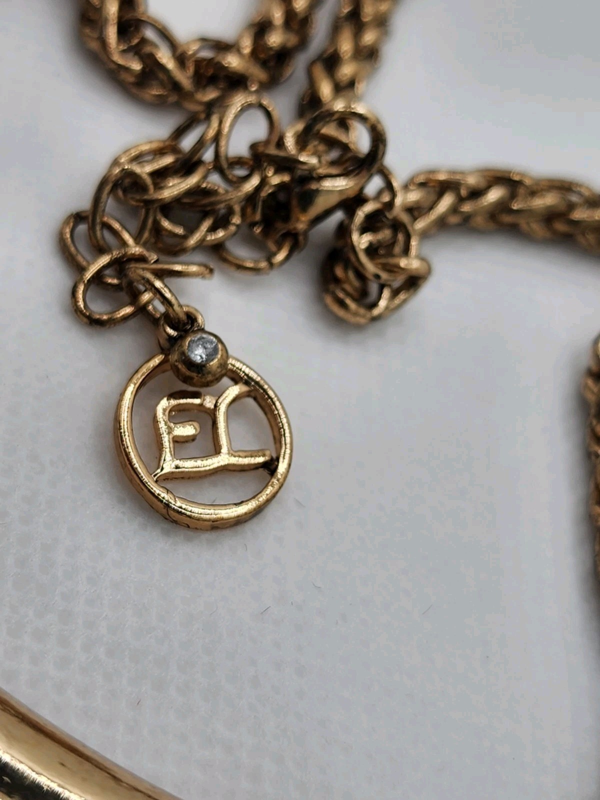 Erica Lyons Gold Rope Chain Statement Necklace Cream Champagne Resin Drop Bib