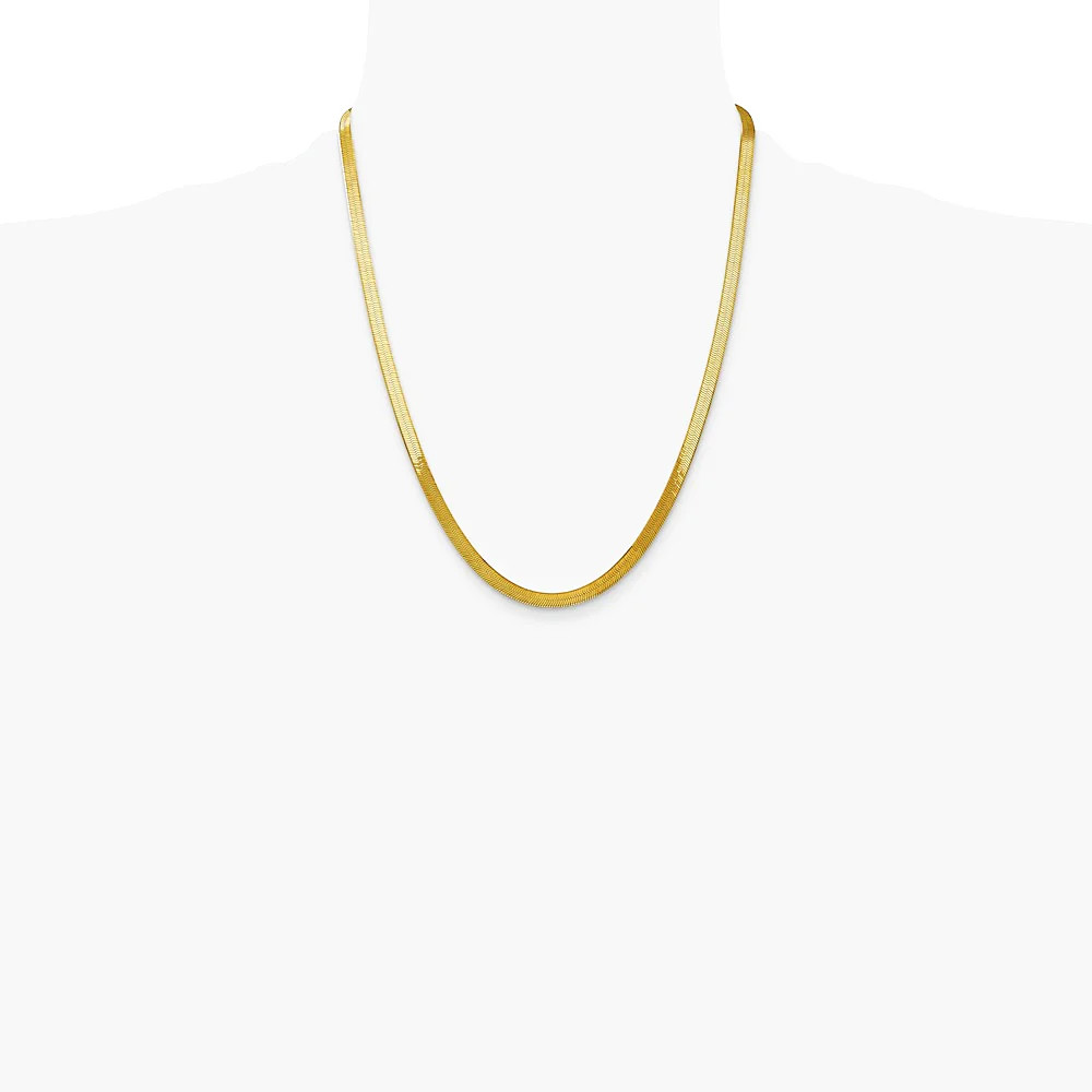 14K Yellow Gold 5mm Silky Herringbone Chain Necklace 16″-24″