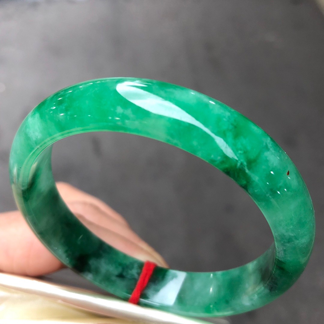 Certified Natural Grade AAA Ice Green Burmese Jade jadeite bracelet bangle 57MM