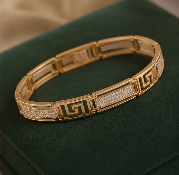 5.00Ct Round Cut Greek Key Simulated Diamond Link Bracelet 14K Rose Gold Plated