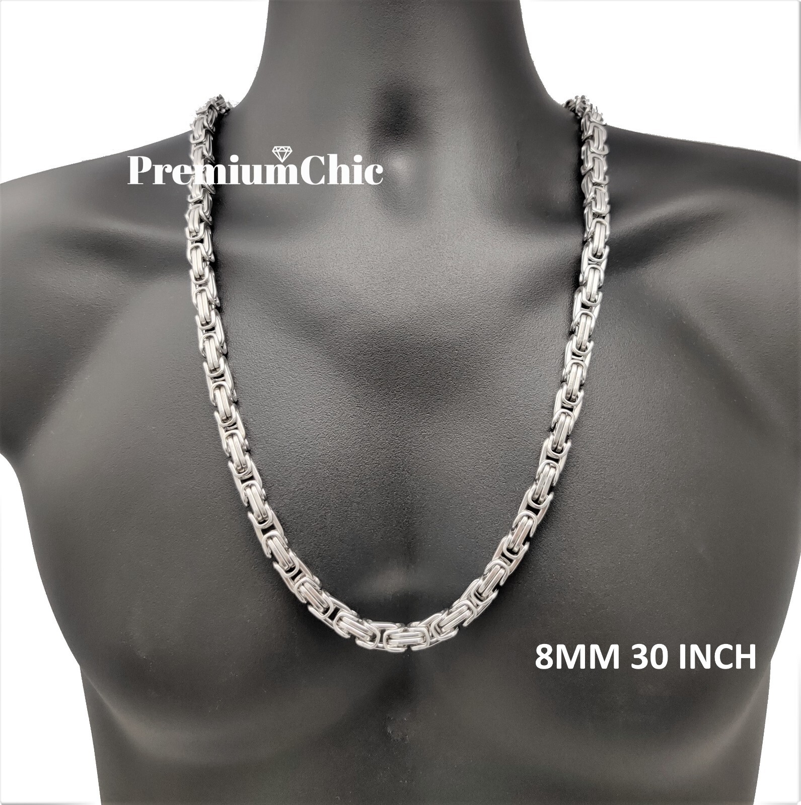 18″-30″ HEAVY STAINLESS STEEL NOT PLATED Byzantine Box Necklace Mens Jewelry 8MM