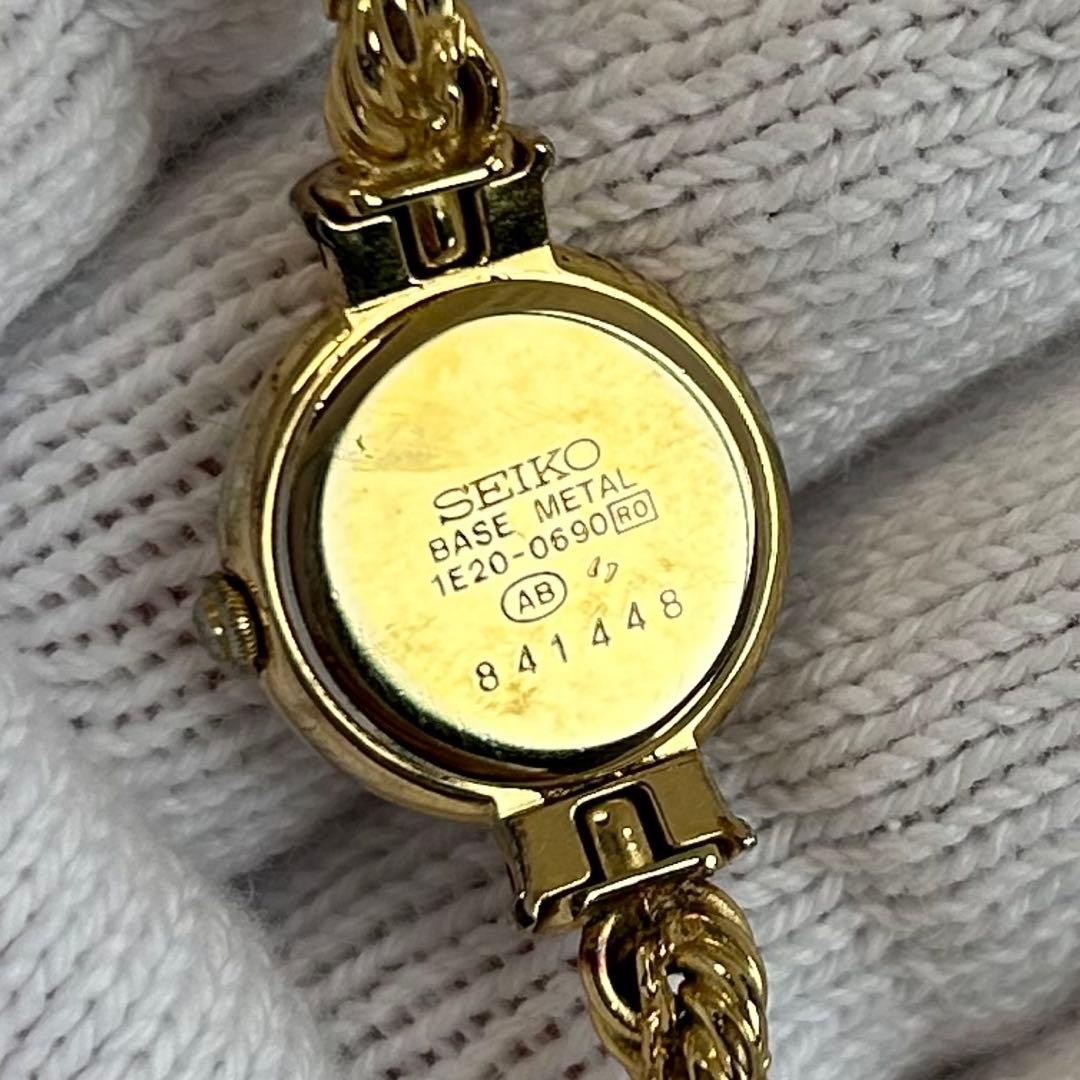 SEIKO EXCELINE 1E20-0690 Shell 2 Diamond Gold 17mm Running Japan