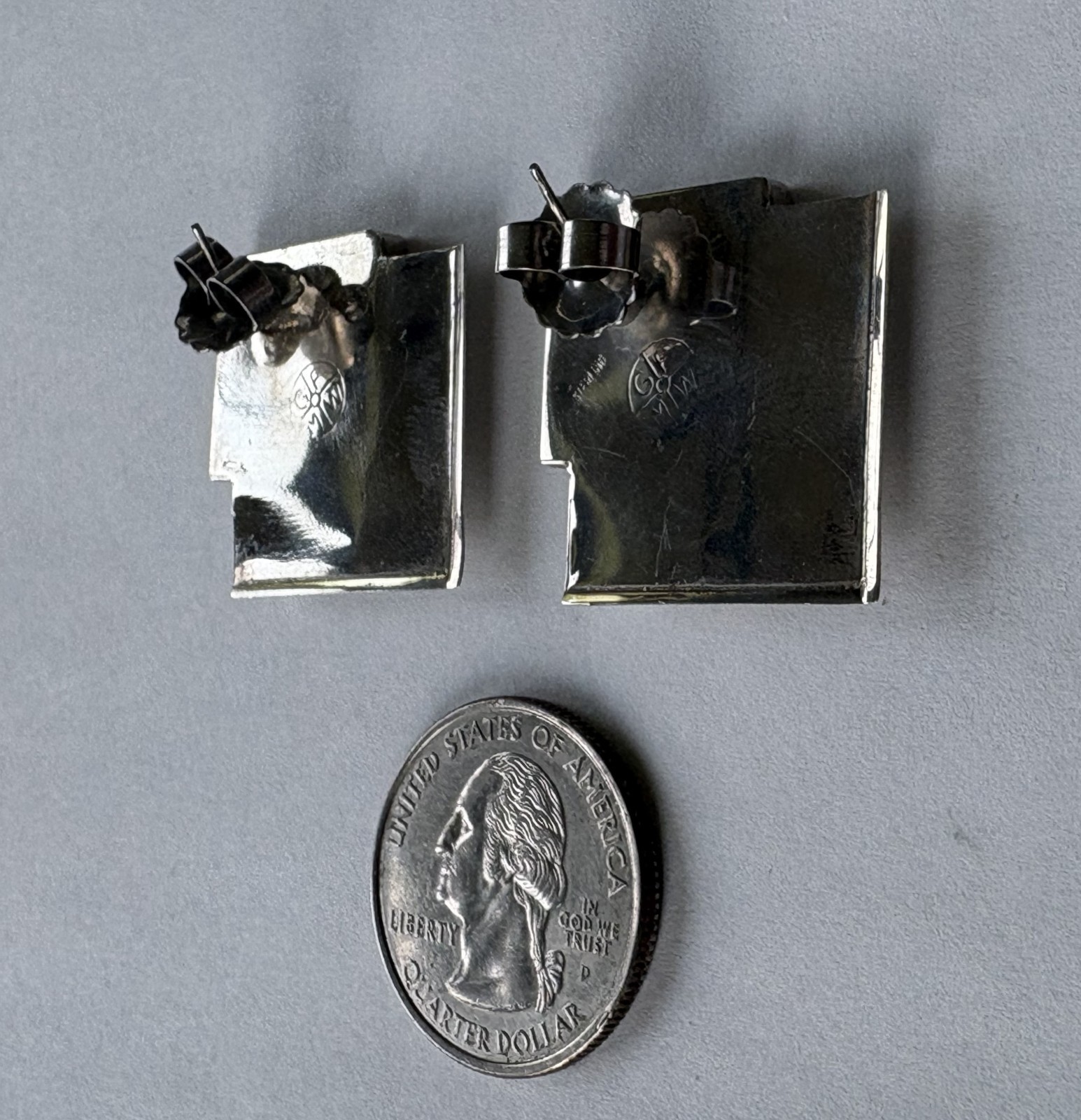 Great Falls Metal Works Sterling Silver Southwestern Inlay Earrings