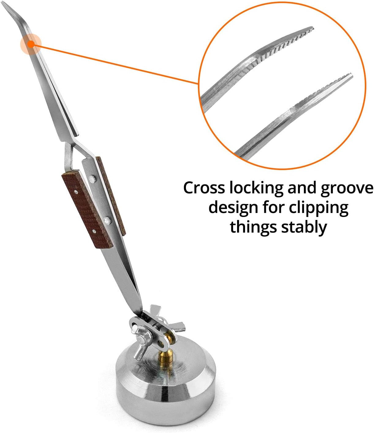 Third Hand Tweezers, Cross Locking Jewelry Welding/Soldering Tweezers with Base