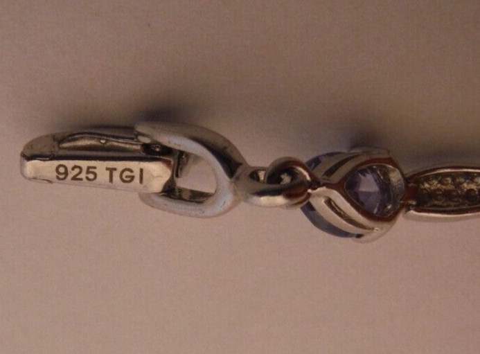 Designer TGI Sterling Silver Amethyst CZ Tennis Style 7.25″ Bracelet NICE