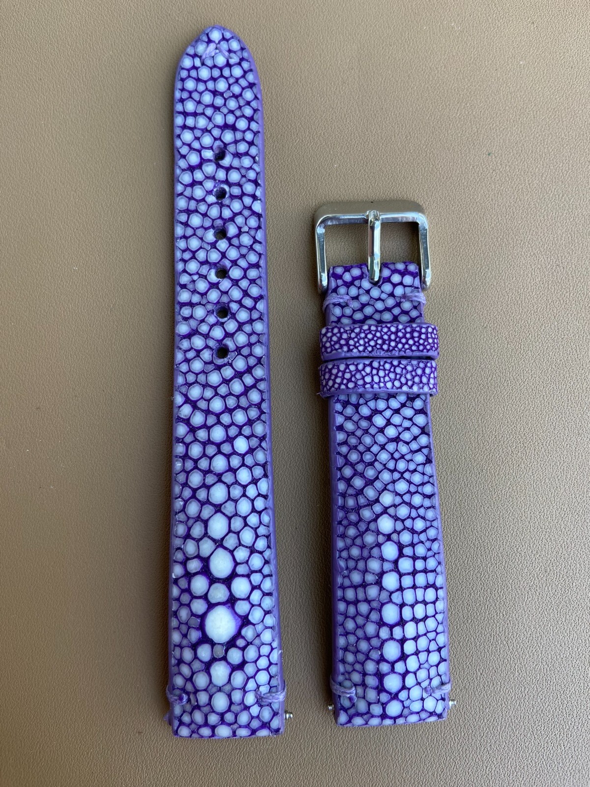 Purple Stingray Leather Watch Strap Band, Size 16mm 18mm 20mm 21 22mm 24mm 26mm