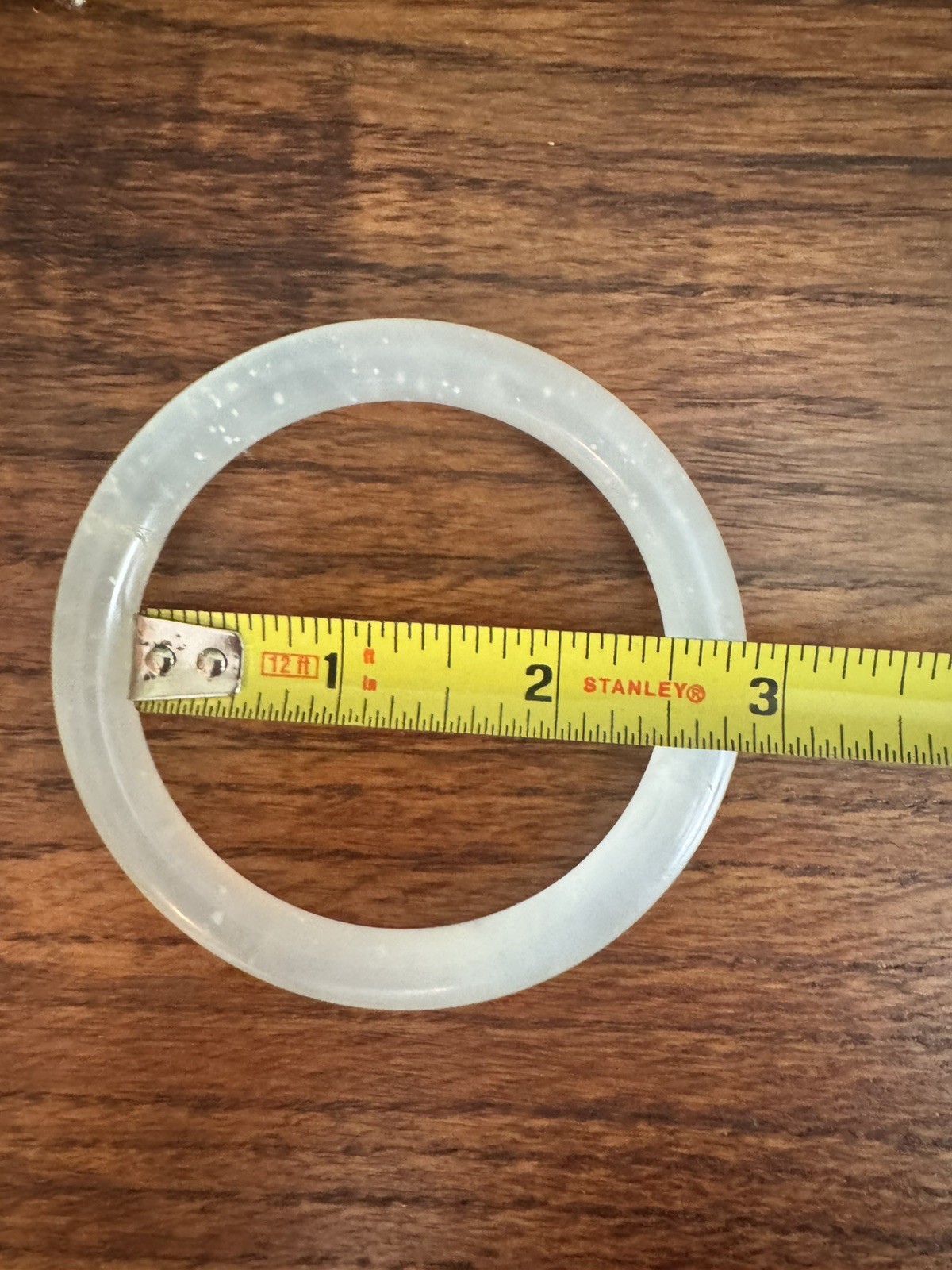 Natural Icy White Jadeite Bangle Bracelet – Authentic Burmese Ice Jade 63.5mm