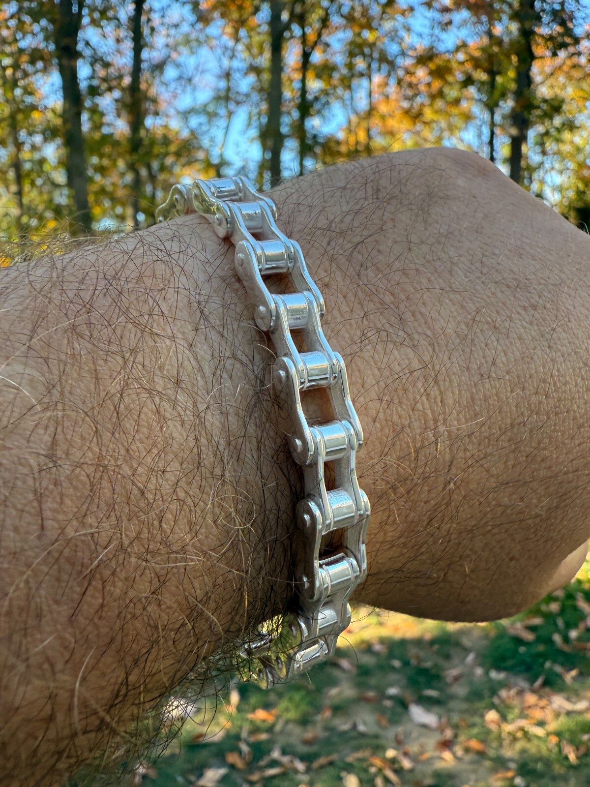 Bicycle Link Bracelet Real 925 Silver Handmade 9mm Bike Motorcycle Custom Chain